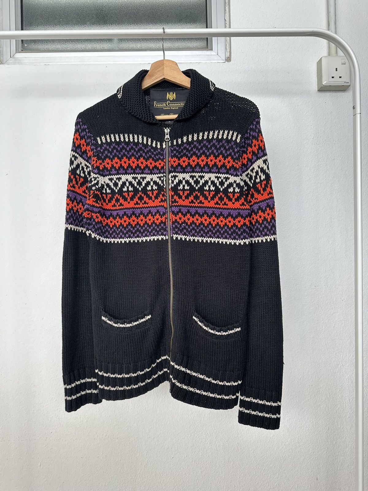 French Connection × Vintage Rare FCUK wool knitted zipper sweater Size US L / EU 52-54 / 3 - 8 Thumbnail
