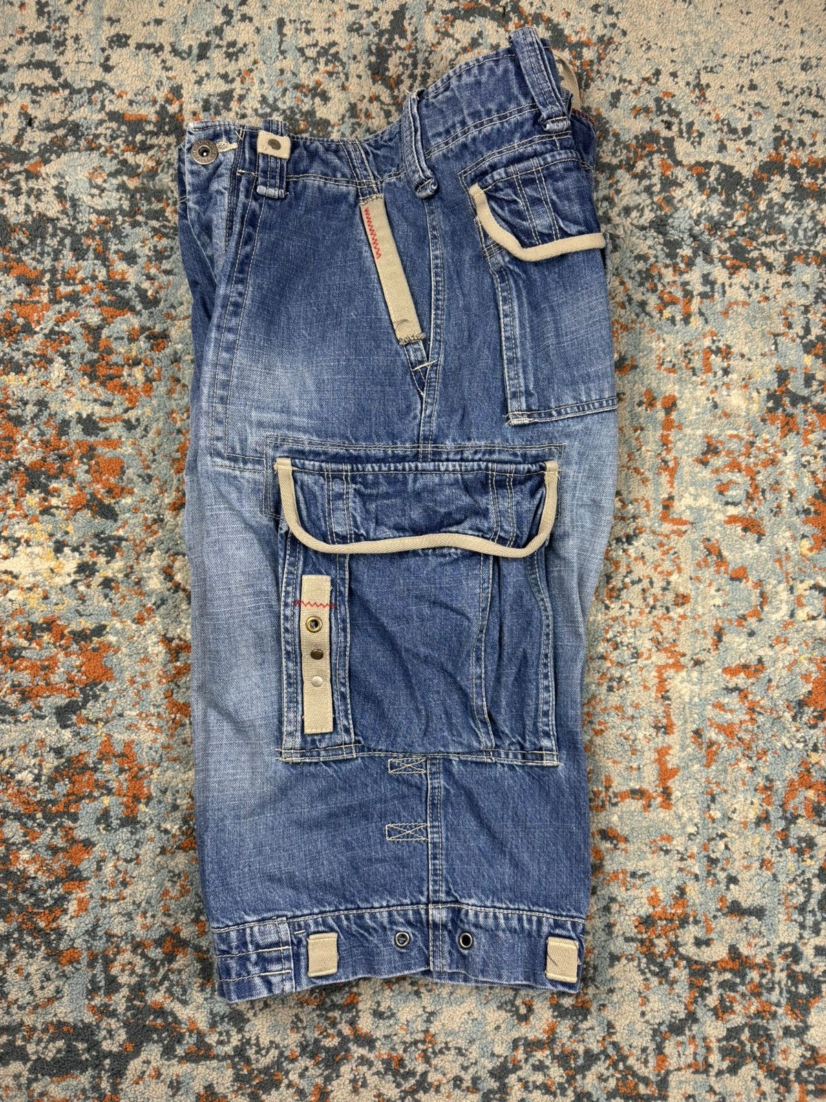Japanese Brand × Jet Lag × Vintage Vintage y2k Jet Lag crazy cargo denim shorts bondage style Size US 31 - 4 Thumbnail