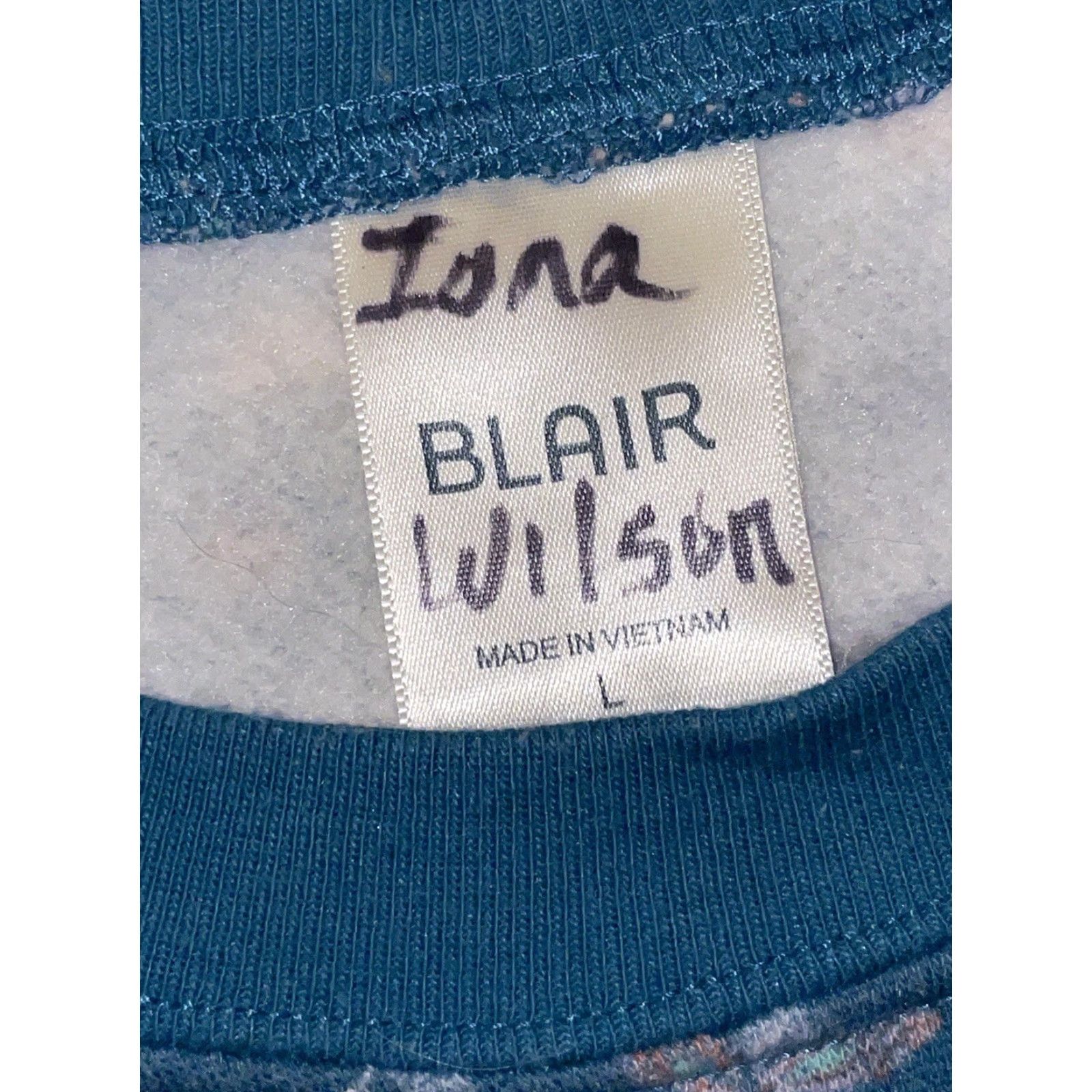 Vintage VINTAGE Floral Crewneck Sweatshirt Turquoise Large Granny Core Jumper Size L / US 10 / IT 46 - 3 Thumbnail