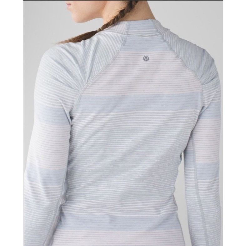 Lululemon Lululemon Think Fast Long SleeveOm Stripe Heathered Silver S Size M / US 6-8 / IT 42-44 - 13 Thumbnail