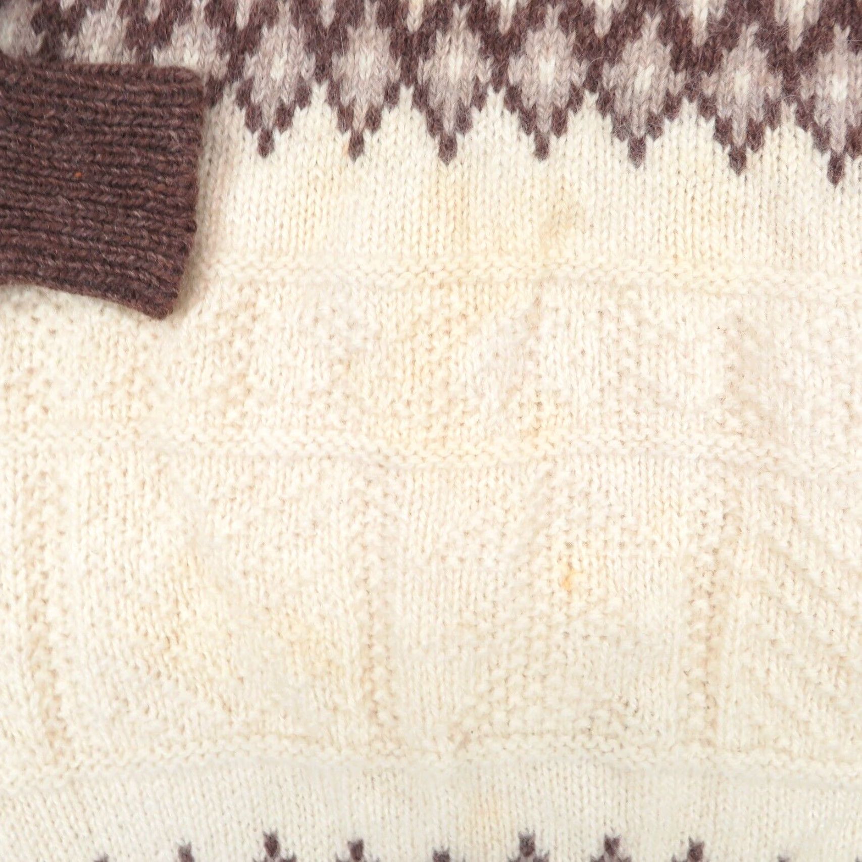 Vintage VINTAGE Blarney Woolen Mills Sweater Mens Large Cream Brown Fishermans Chunky Intarsia Size US L / EU 52-54 / 3 - 4 Thumbnail