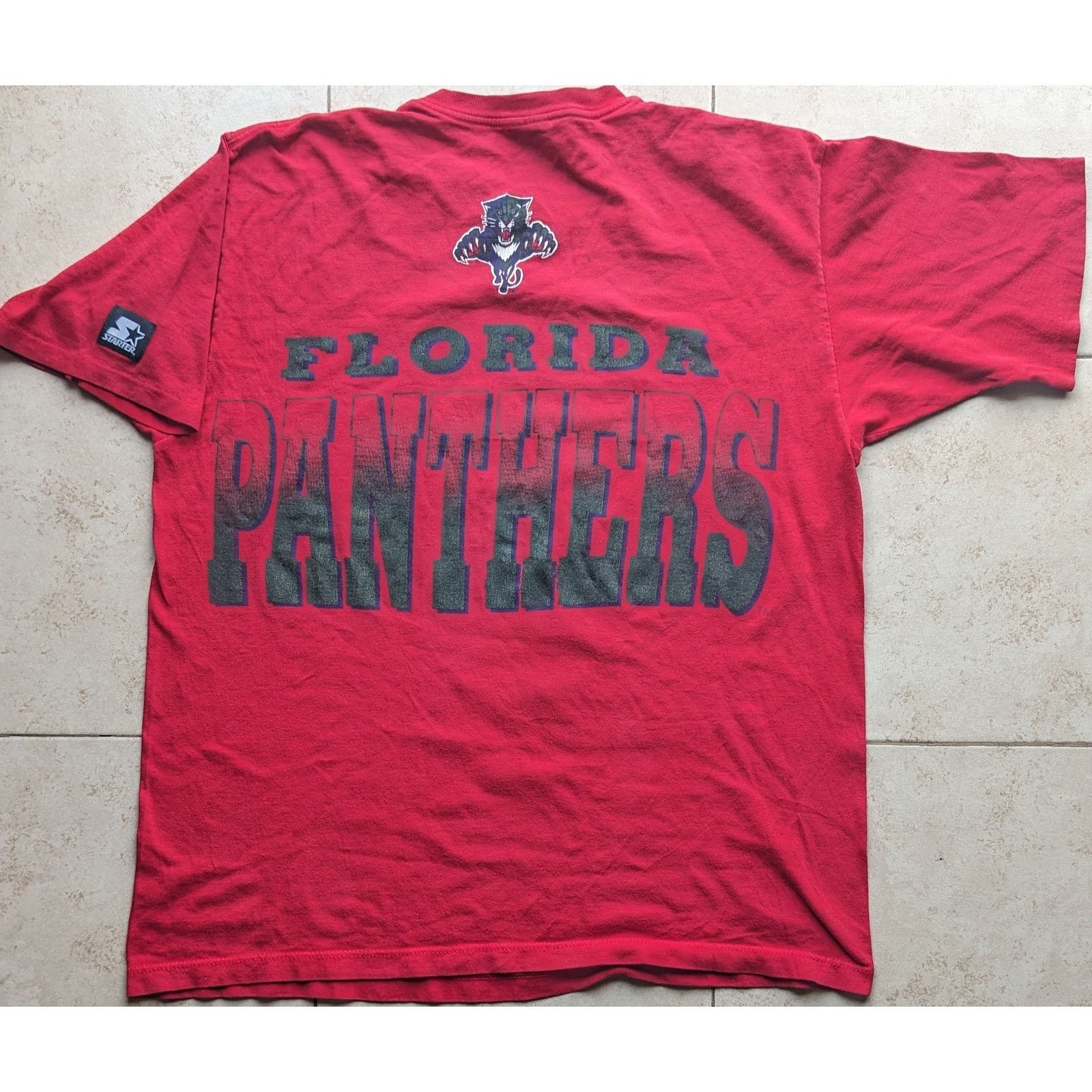 NHL × Starter Florida Panthers CATS 90s tee shirt AOP red NHL hockey vtg Size US XL / EU 56 / 4 - 3 Thumbnail