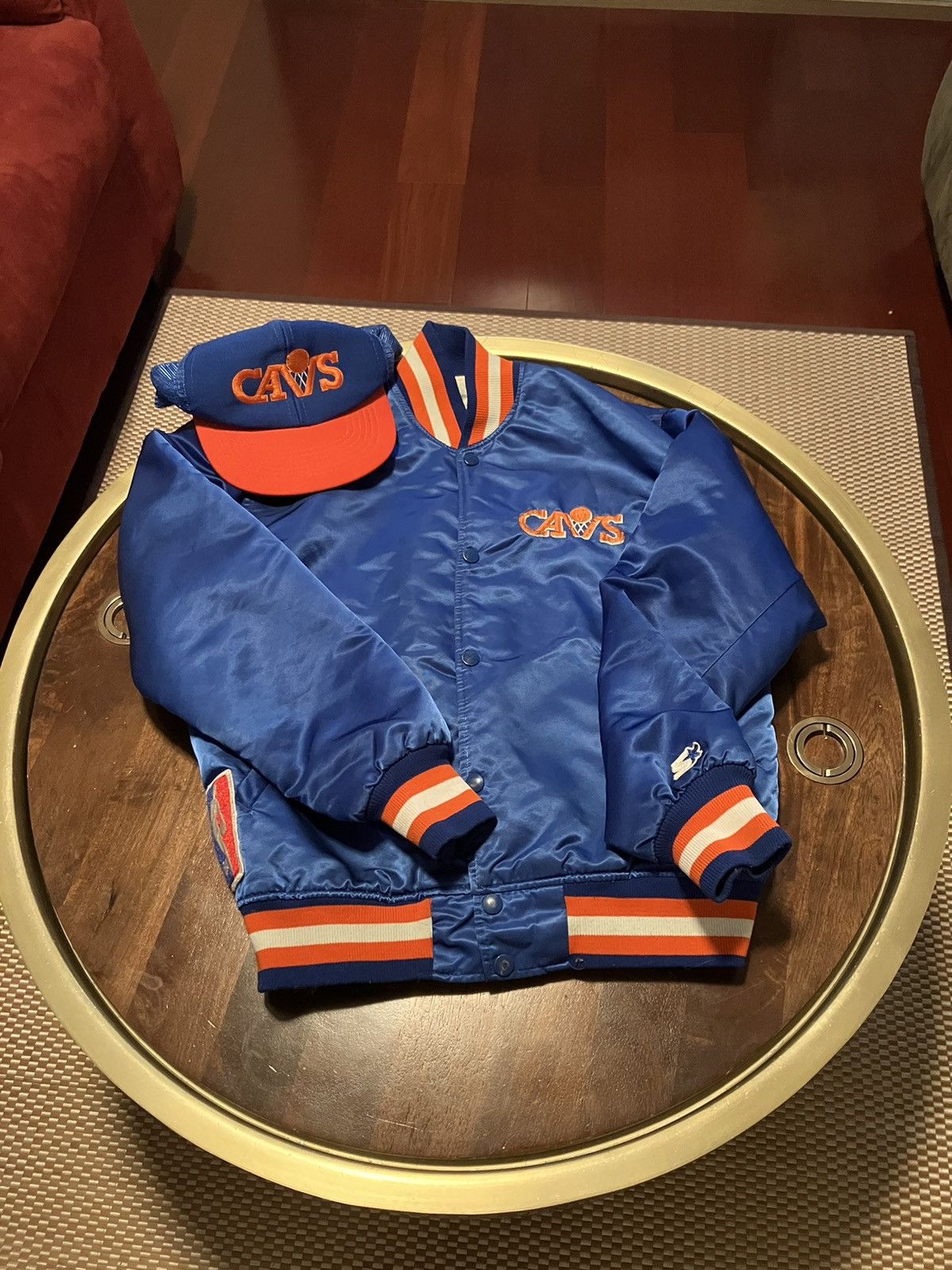 image of Vintage Cavs Starter Jacket 80's 90's Nba Cleveland Cavaliers in Blue Orange, Men's (Size Small)