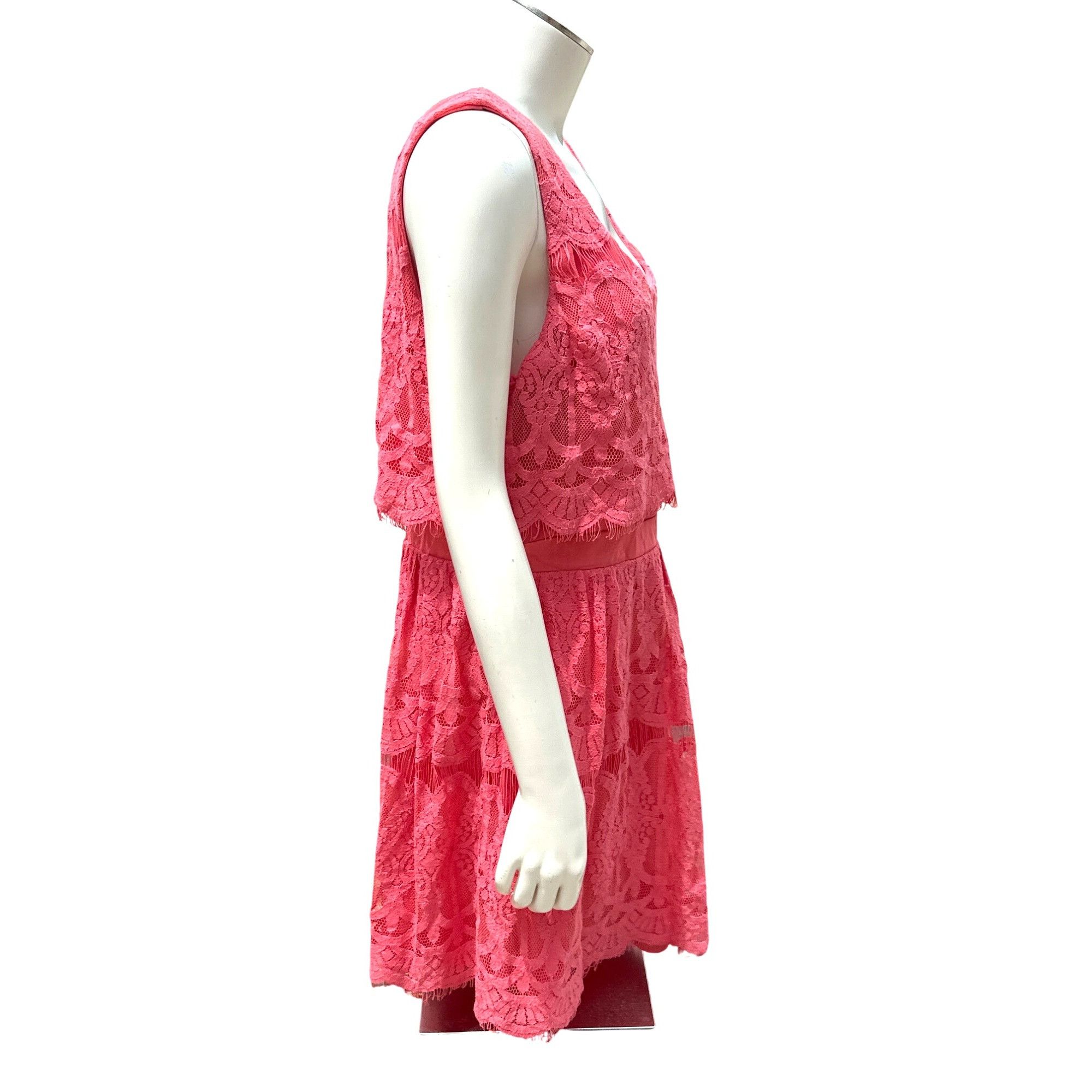 Other As U Wish NWT 13 Flirty Tiered Coral Lace Dress Open Back De Size XL / US 12-14 / IT 48-50 - 8 Thumbnail