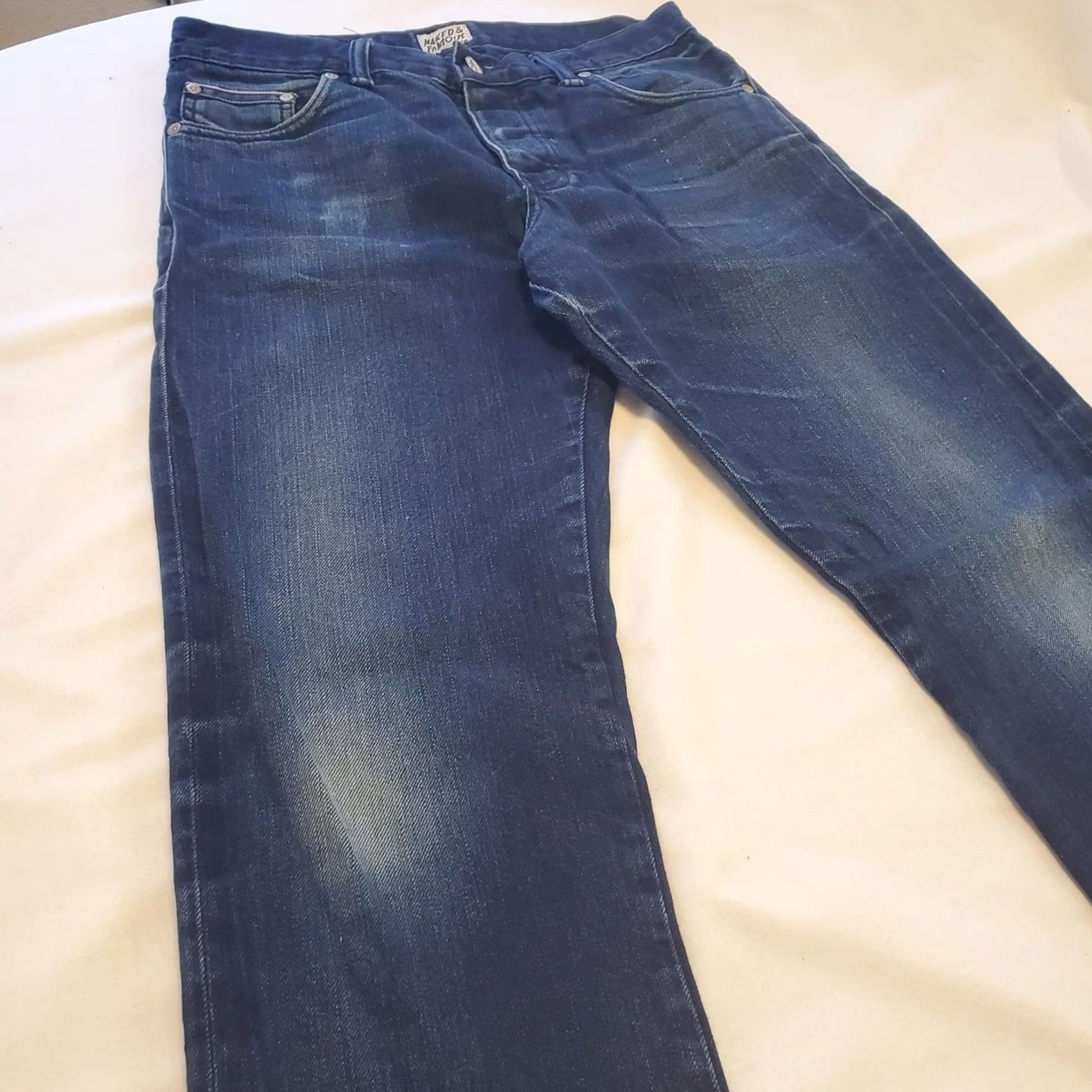 Vintage Naked & Famous Jeans Mens 30 Blue Men 30x32 Japnese Selvedge Raw Denim Skinny Guy Indigo Size US 30 / EU 46 - 3 Thumbnail