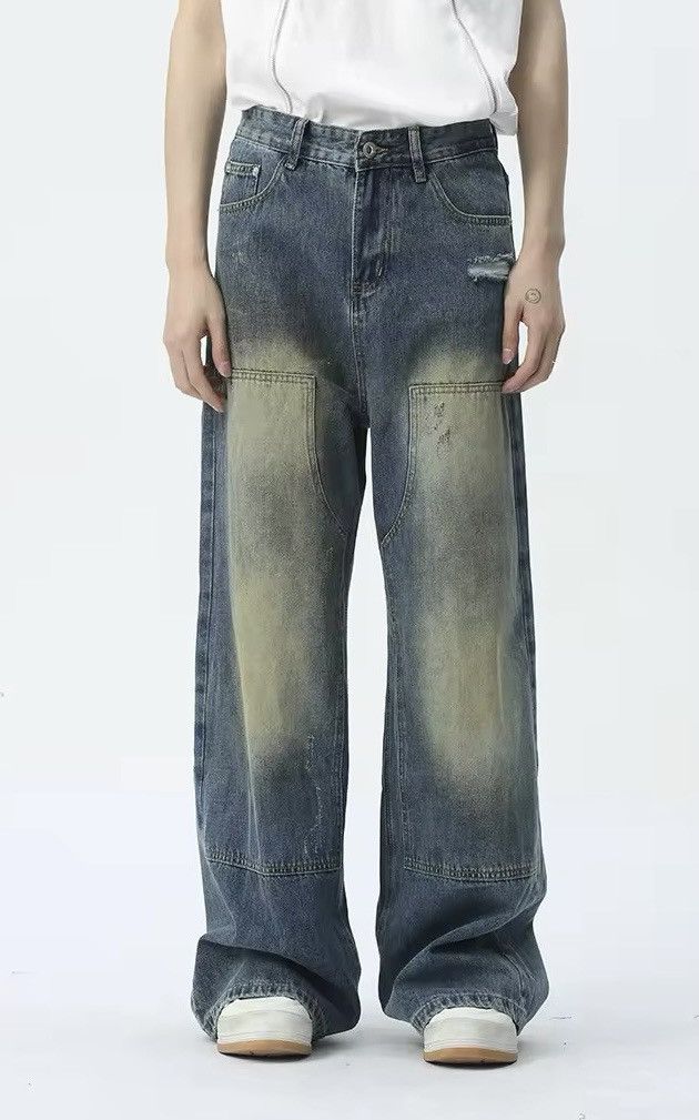 Japanese Brand × Vintage Y2K Men Patched Straight Wide Leg Jean Size US 31 - 3 Thumbnail