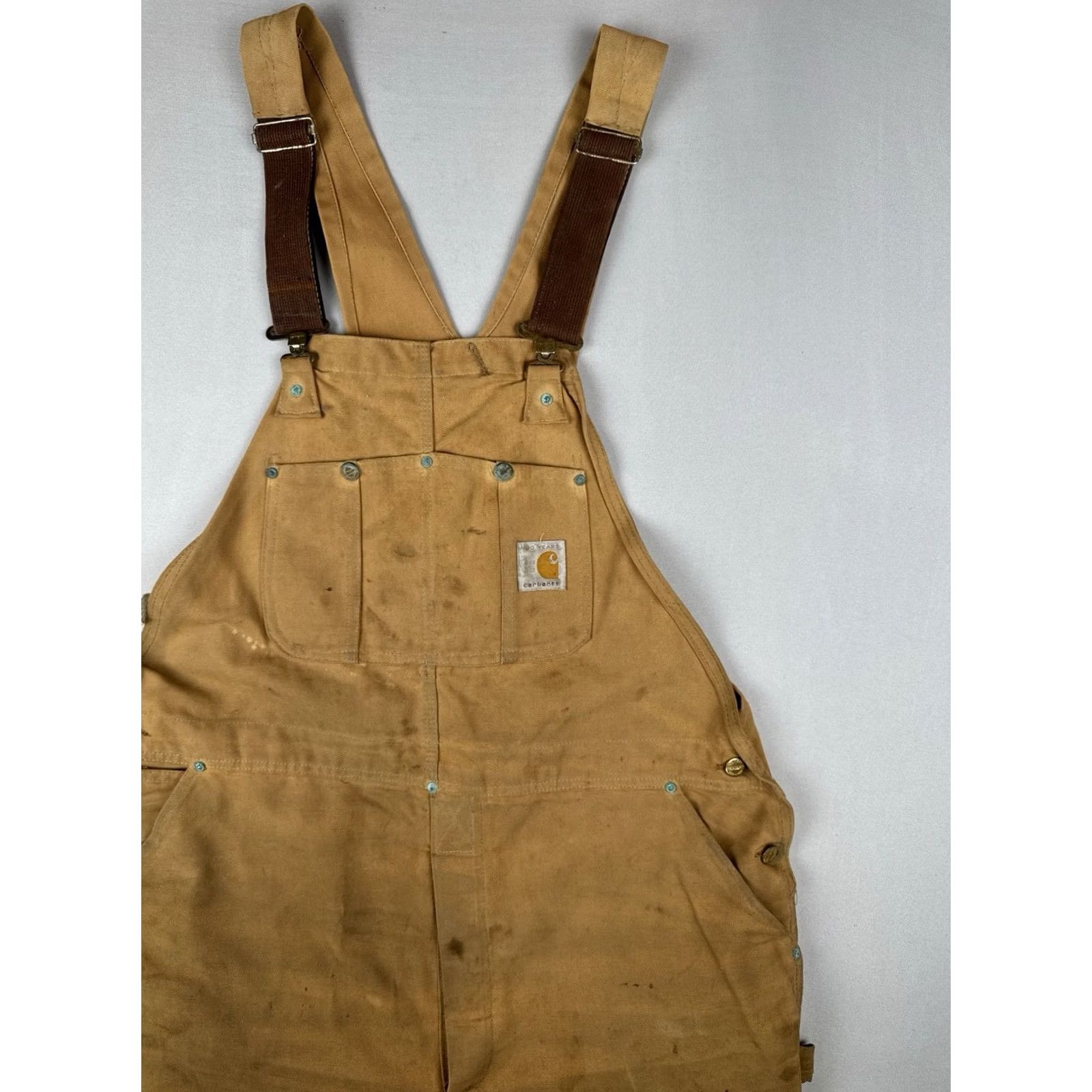 Carhartt VINTAGE Carhartt Overalls USA Made Union 100 Year Double Knee Distressed Brown Mens 42 Size US 42 / EU 58 - 4 Thumbnail