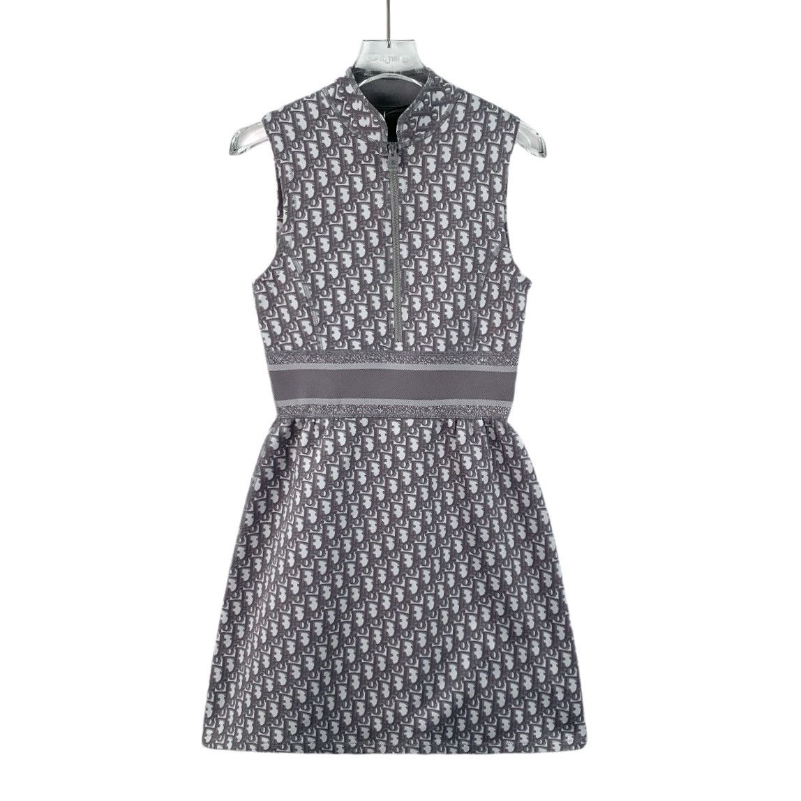 dior grey dress Christian Dior 2021 Houndstooth Midi Length Pleated Dress main image 0