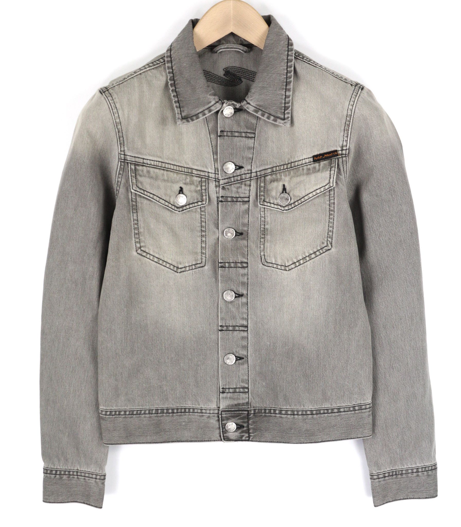 Nudie Jeans CONNY XS Organic Fog Denim Grey Jacket 81064 Size US XS / EU 42 / 0 - 1 Thumbnail