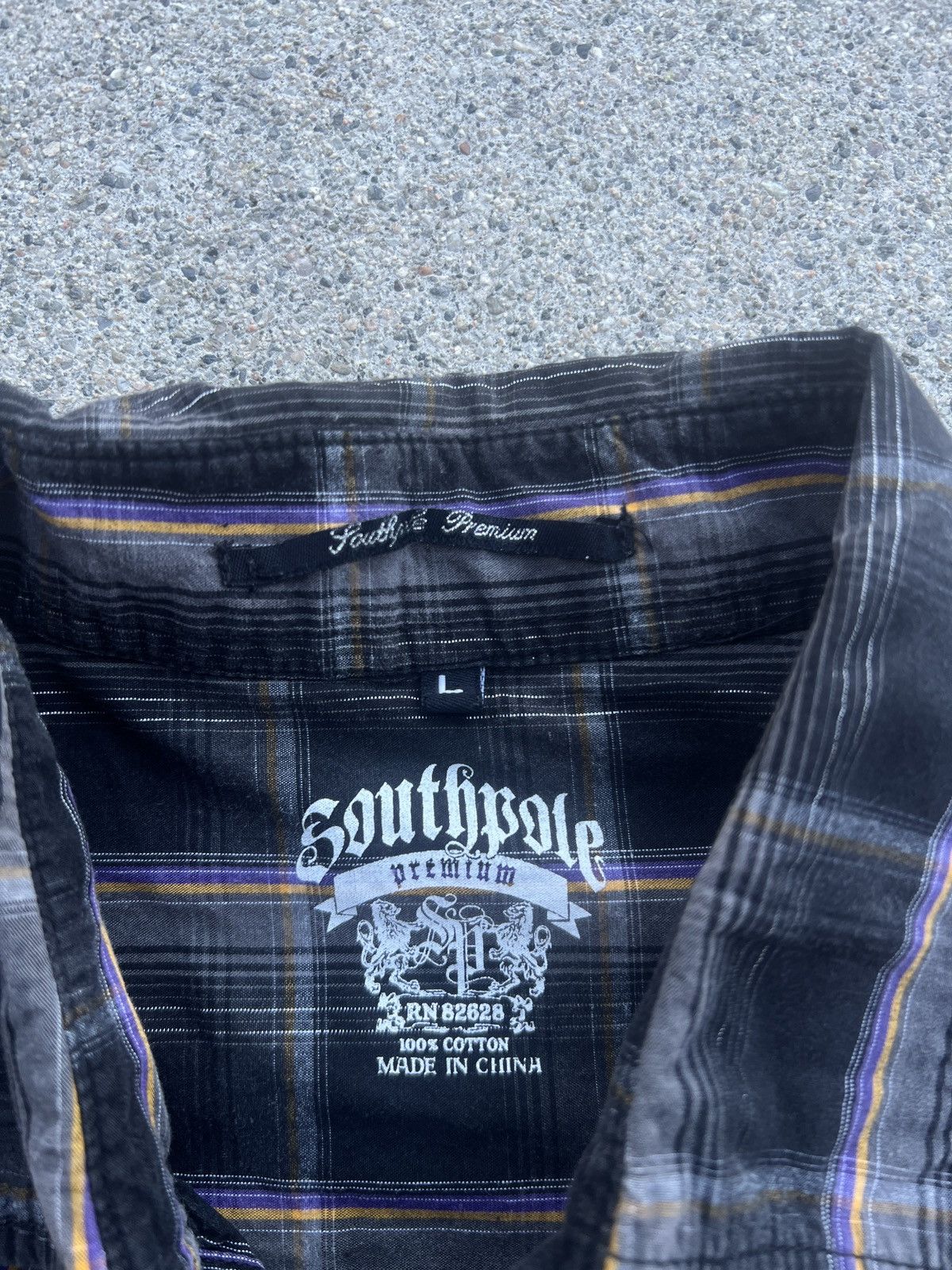 Affliction × Chemistry × Southpole Vintage Y2K Southpole Black/Purple/Yellow Plaid Flannel Sz L Size US L / EU 52-54 / 3 - 3 Thumbnail