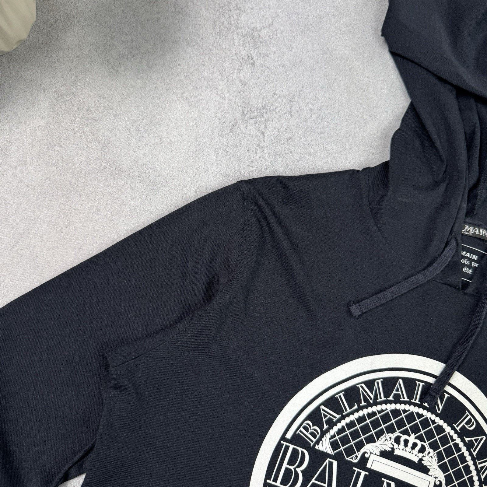 Balmain Balmain Paris Long Sleeve T-Shirt With Hood Size XS Black Size US XS / EU 42 / 0 - 2 Thumbnail