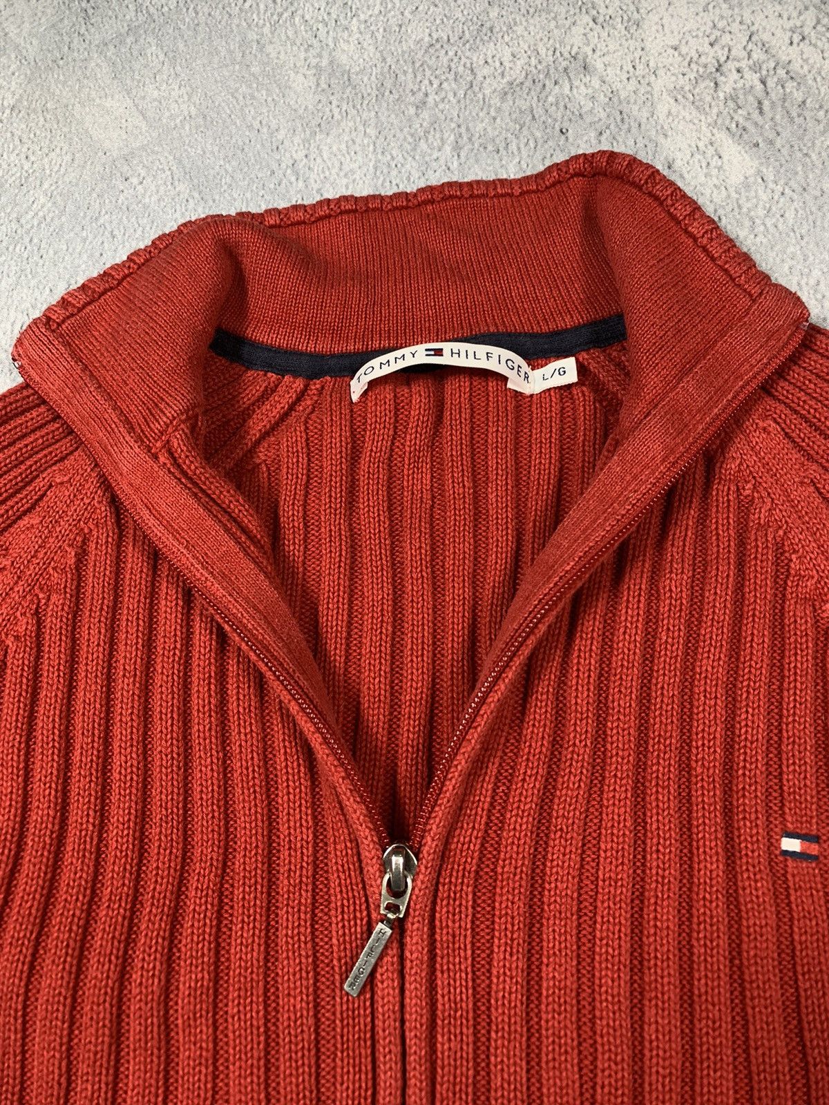 Japanese Brand × Tommy Hilfiger × Vintage Vintage Y2K ribbed zip up Tommy Hilfiger sweater old money Size L / US 10 / IT 46 - 4 Thumbnail