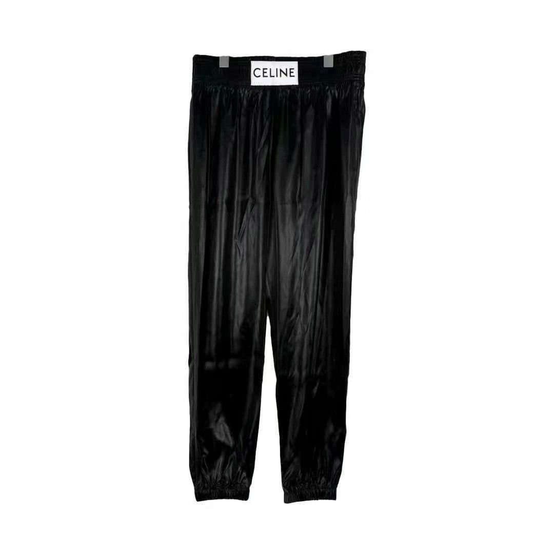 Celine Celine Black Logo Polyester Silk Long Pants Size 38" / US 16 / IT 52 - 1 Thumbnail