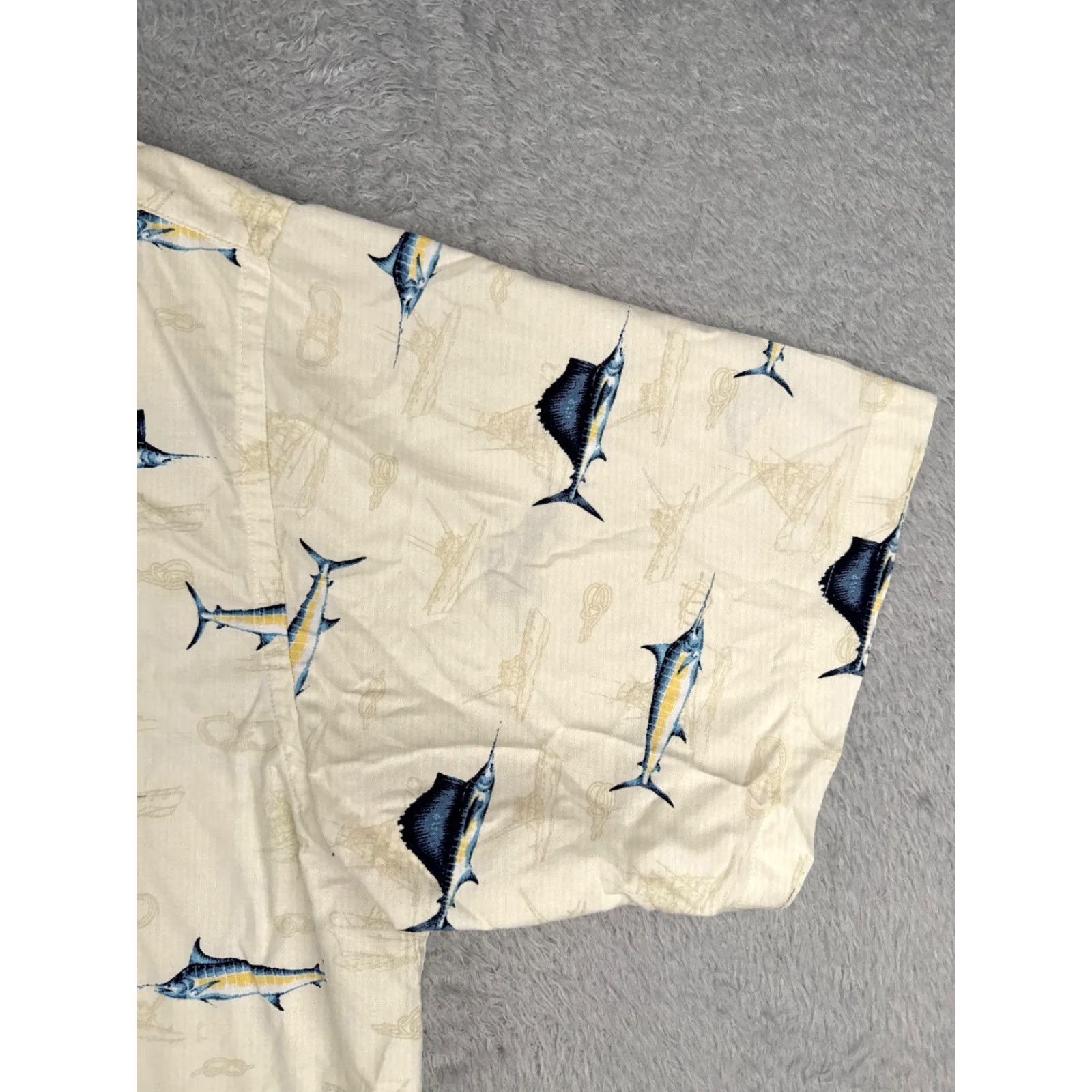 Nautica Puritan Shirt Men XL Ivory Button-Up Hawaiian 100% Cotton Aloha Beach Vacation Resort Short Sleeve Graphic Print Casual 60s? Size US XL / EU 56 / 4 - 2 Thumbnail