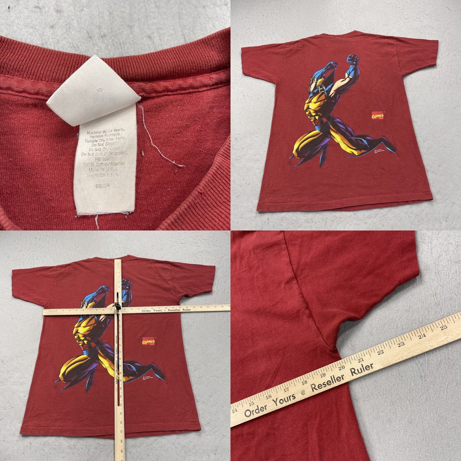 Vintage VINTAGE Signal Marvel Wolverine Shirt Mens M Red 90s Comic X-Men Short Sleeve Crew Neck Cotton T-Shirt Size US M / EU 48-50 / 2 - 8 Thumbnail