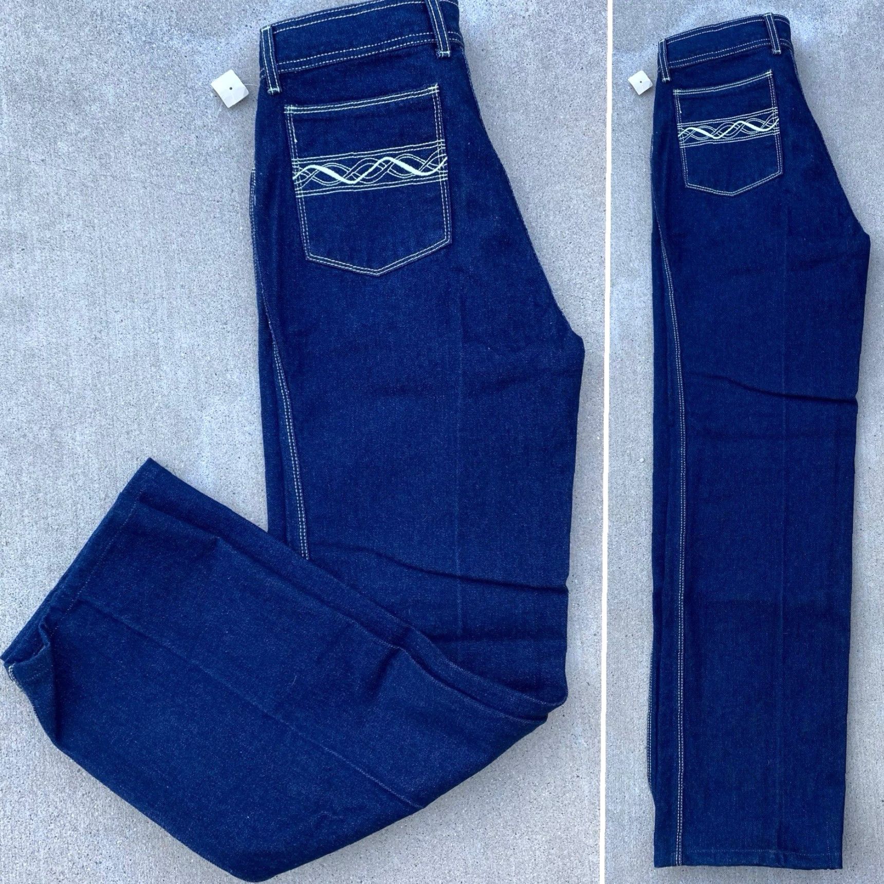 Vintage Vtg Alessio Jeans Womens 5-Pocket Denim Embroidered Western 100% Cotton 29 Inseam 29.5 Rise High Waist 31" 70s 80s Dated Deadstock Jeans Size 29" - 4 Thumbnail
