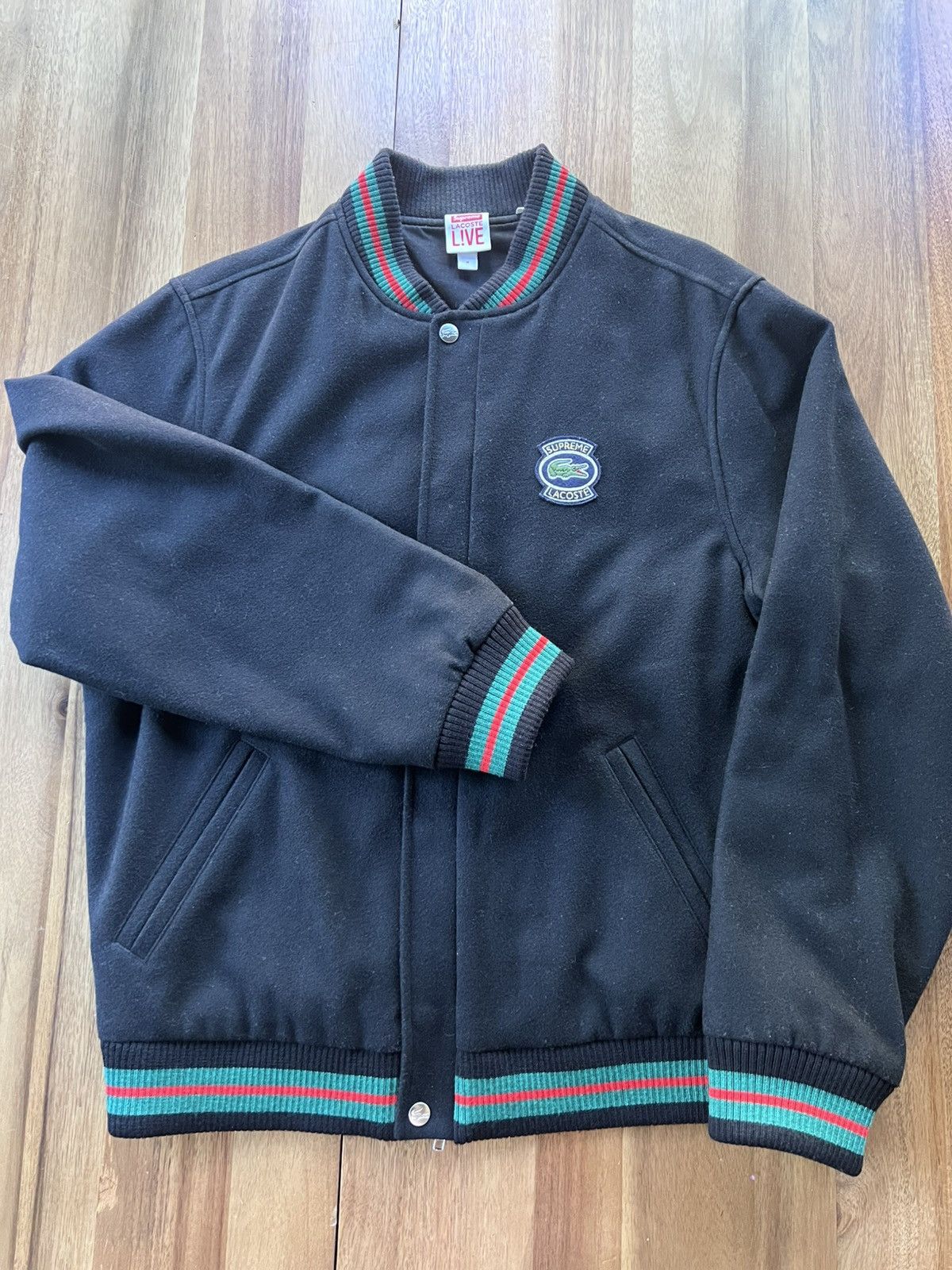Lacoste × Supreme Supreme Lacoste Varsity Jacket | Grailed