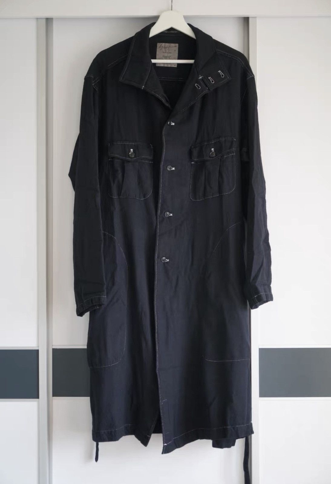 Yohji Yamamoto Yohji Yamamoto 17AW Stitch Detail Belted Wool Coat K4 Size US XL / EU 56 / 4 - 2 Thumbnail