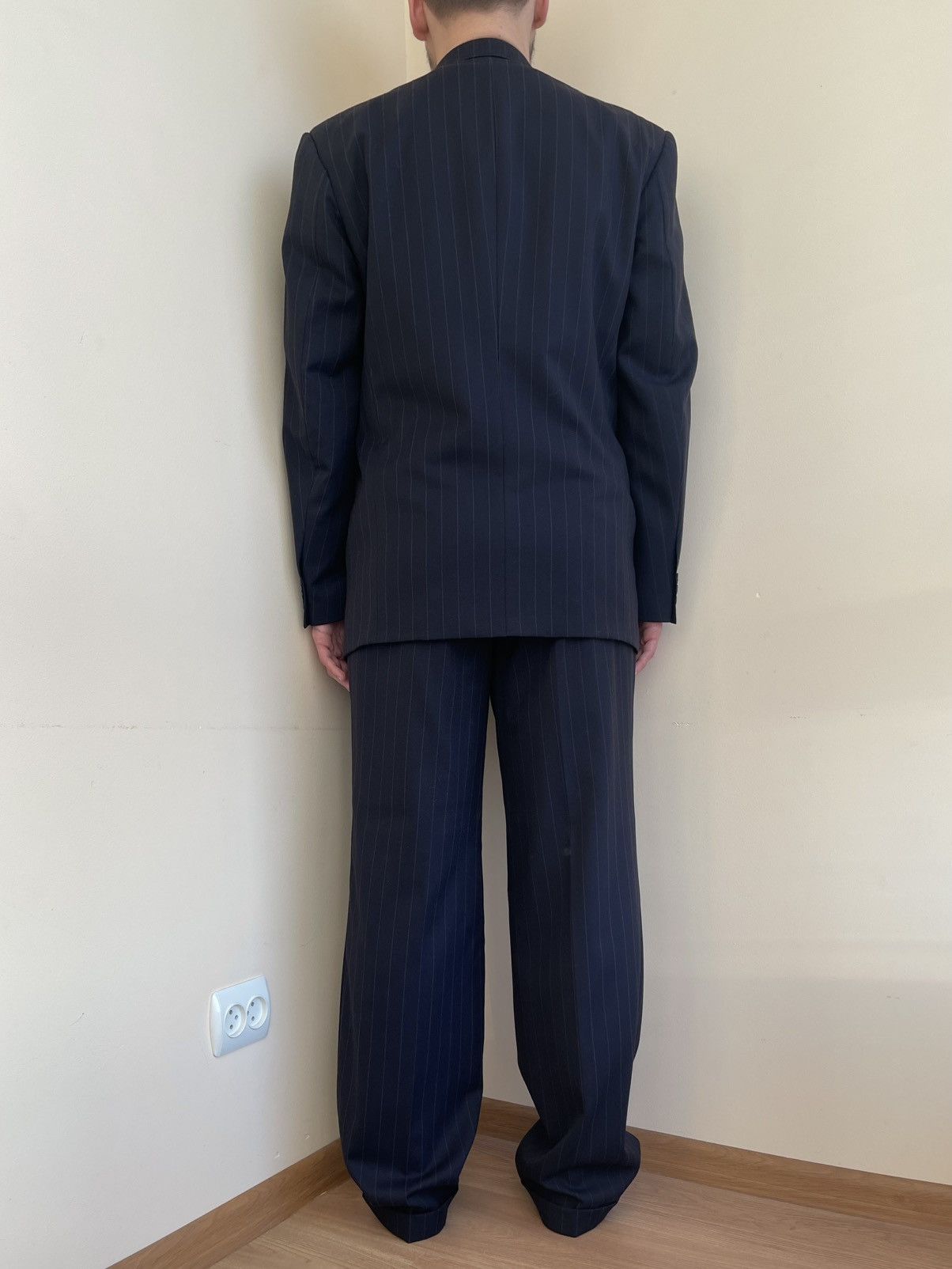 Hugo Boss BOSS Wool Pinstripe Suit 80s Double Breasted Blazer Trousers Size 38R - 7 Thumbnail
