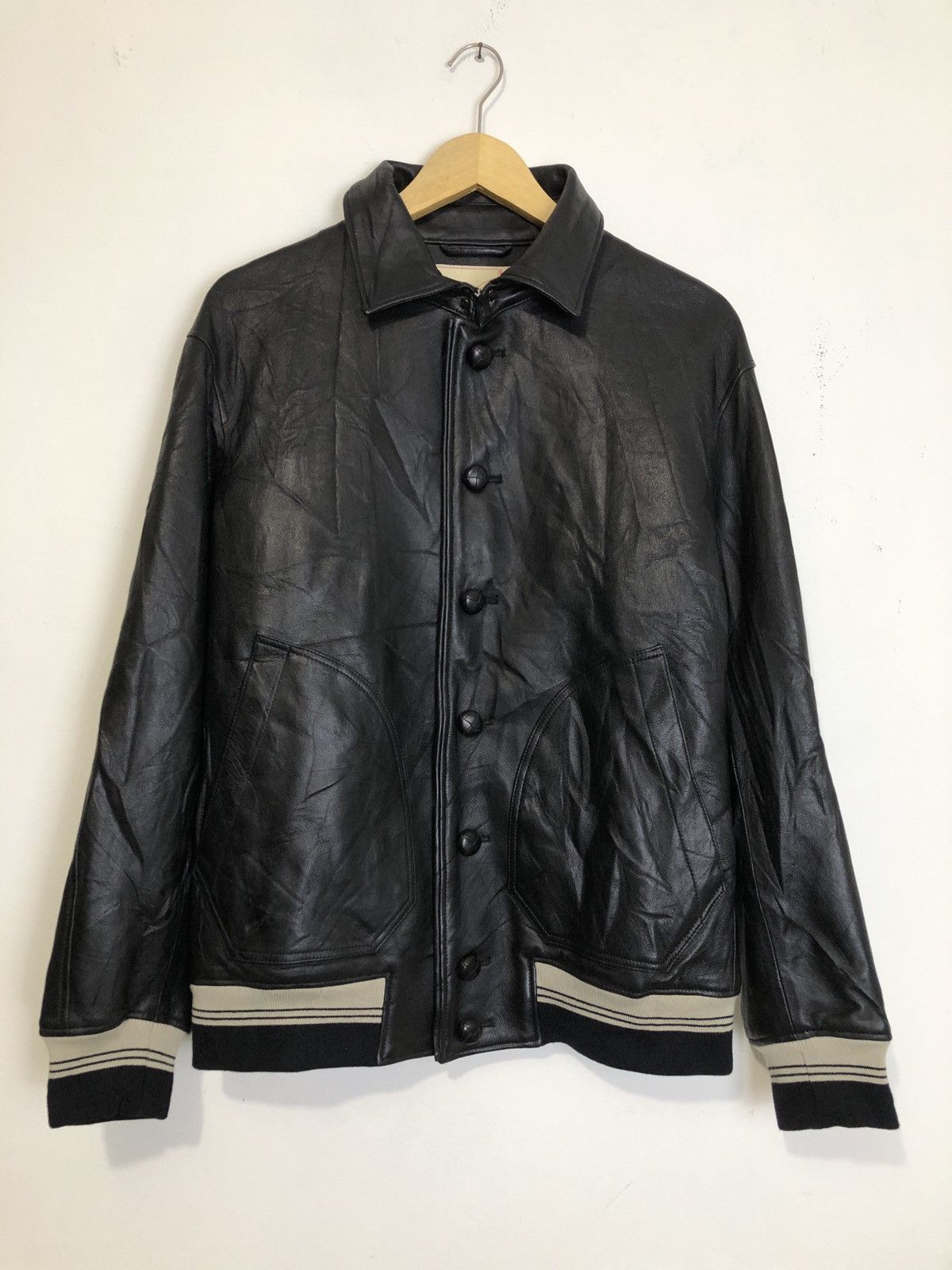 image of Nano Universe Sample Leather Jacket in Black, Men's (Size Large)