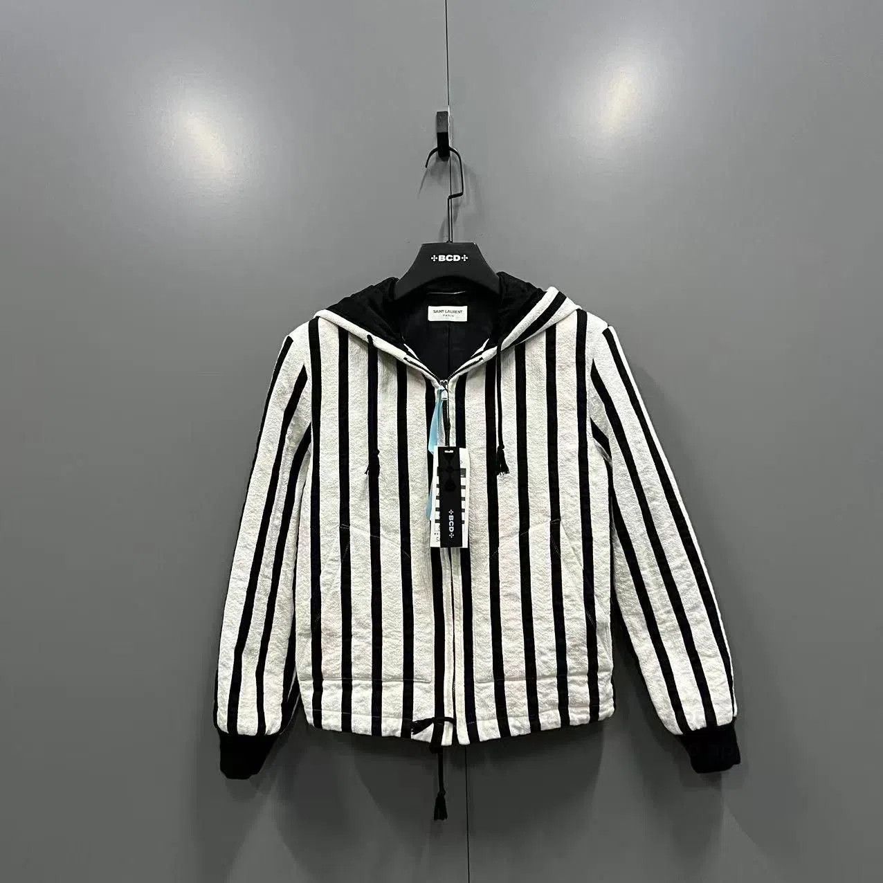 Saint Laurent Paris Saint Laurent Striped Hooded Zip Jacket. Size US M / EU 48-50 / 2 - 1 Thumbnail