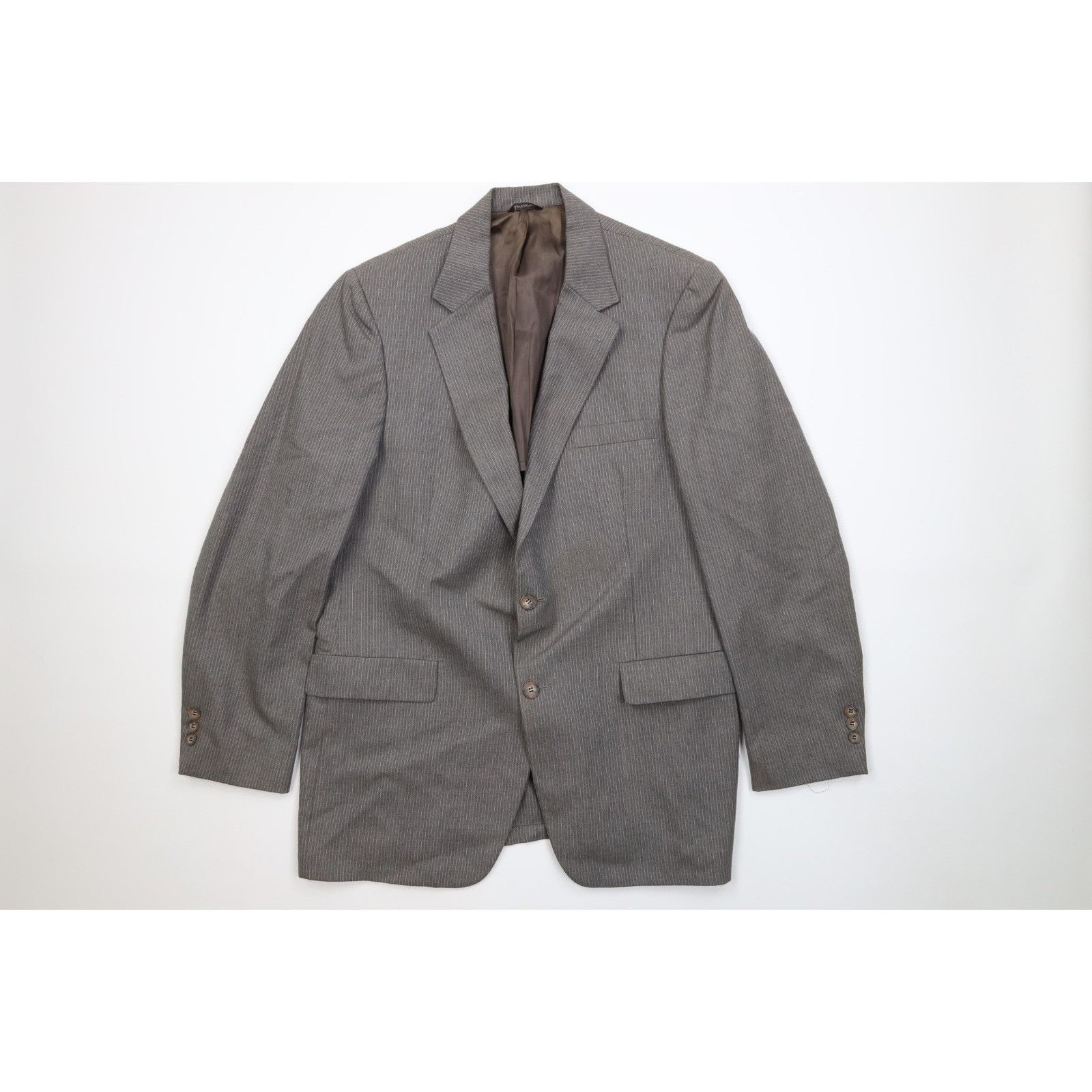 Vintage Vintage 70s Wool Pinstriped 2 Piece Suit Wedding Gray Size 44L - 2 Thumbnail