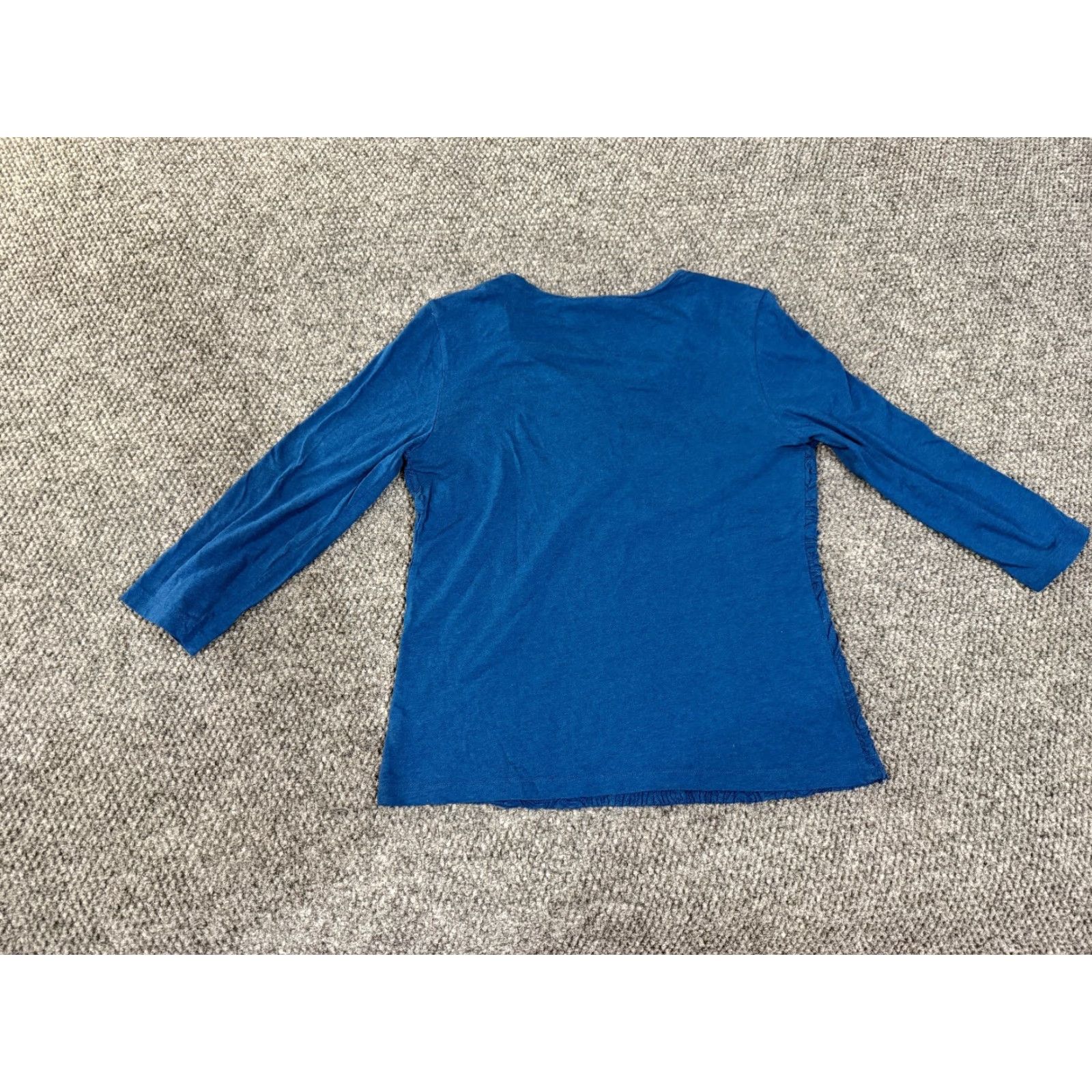 Vintage Chico's Blouse Shirt Womens 0 Blue Textured Long Sleeve Round Neck Pullover Casual Stretch Size XS / US 0-2 / IT 36-38 - 5 Thumbnail