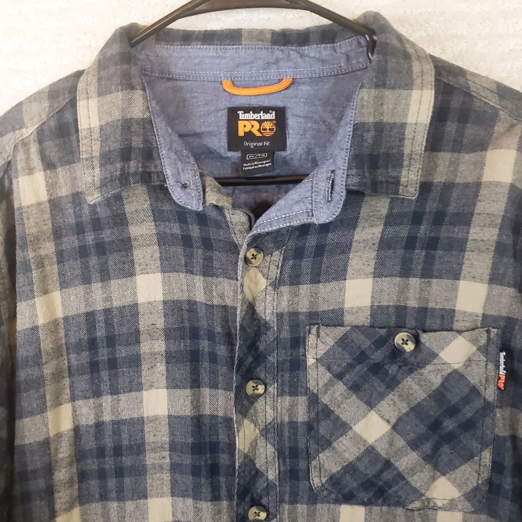 Timberland VINTAGE Timberland Pro Shirt Men XL Gray Beige Plaid Flannel Long Sleeve Button-Up Pocket Timbe rland Tabs Size US XL / EU 56 / 4 - 3 Thumbnail