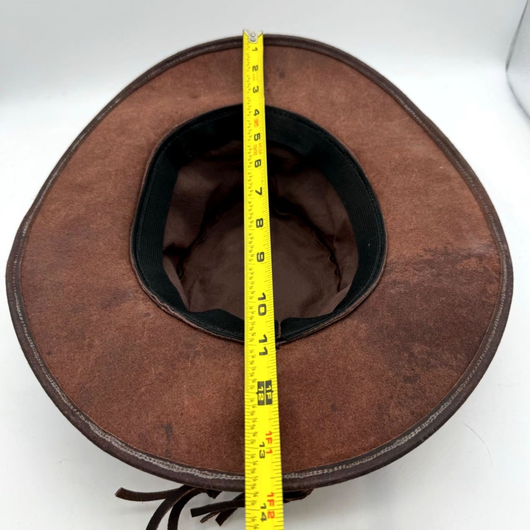 Vintage VINTAGE Mens Leather Australian Outback Hat Size Small Brown Braided Hatband Size ONE SIZE - 3 Thumbnail