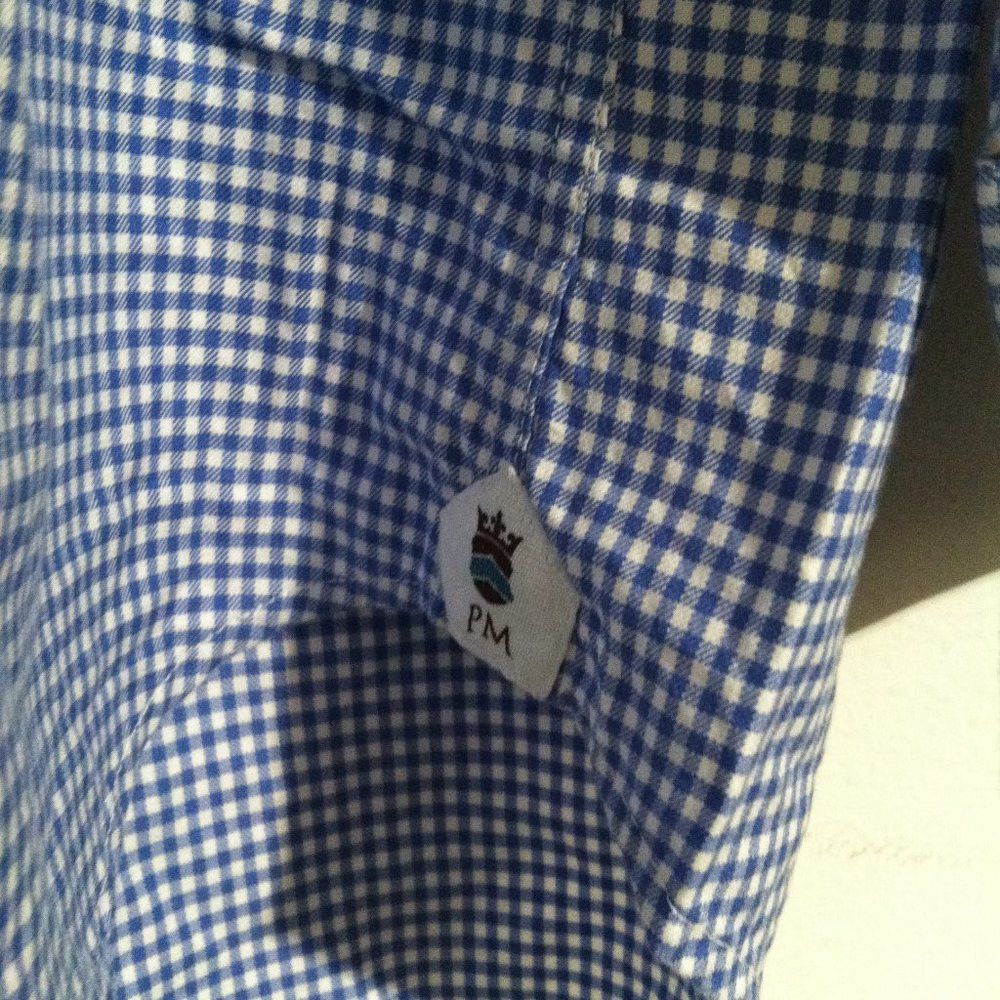 Peter Millar PETER MILLAR MENS BLUE COTTON CASUAL SHIRT SIZE: XL Size US XL / EU 56 / 4 - 5 Thumbnail