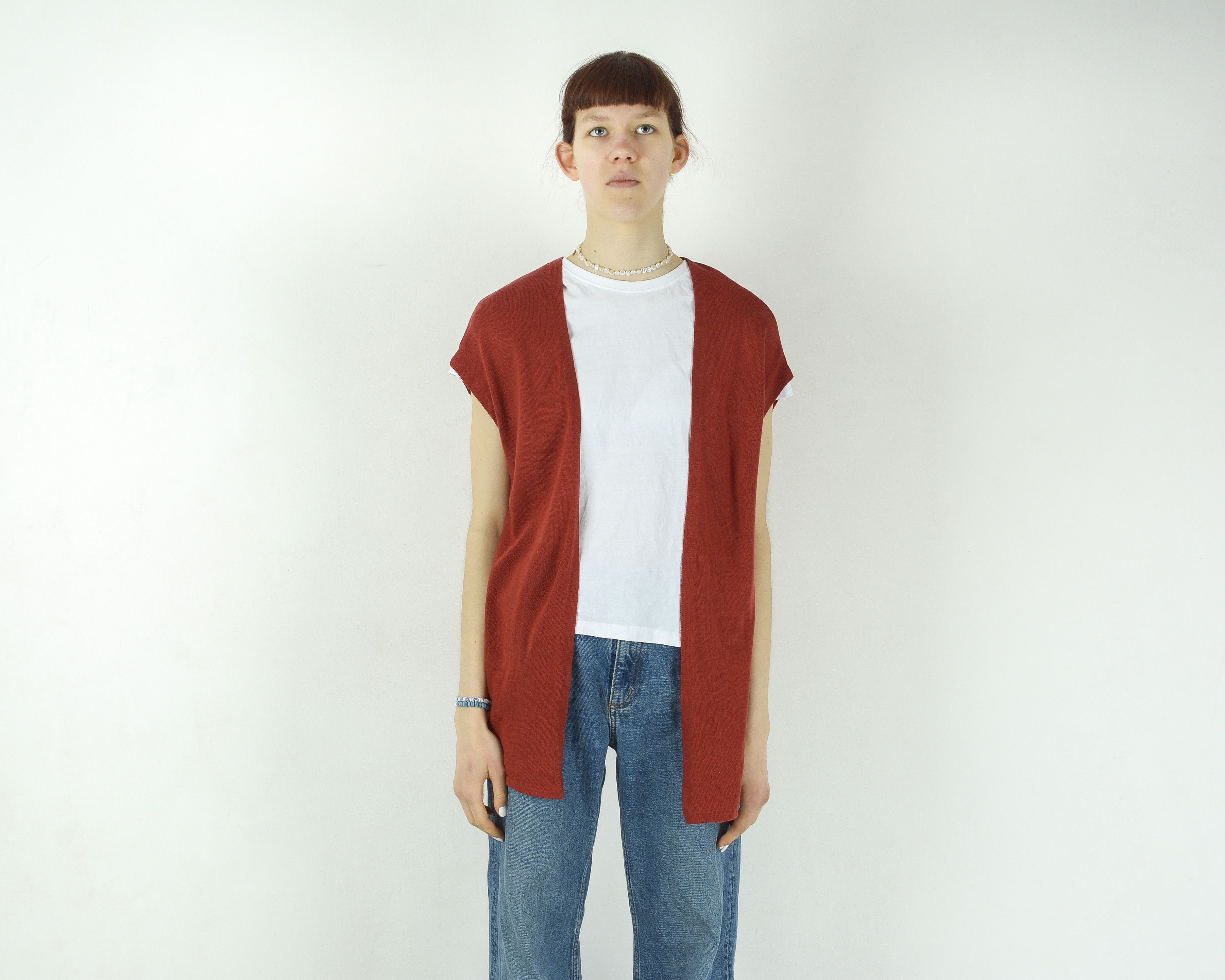 Other × Vintage AMBRIA Sleeveless Waistcoat Light Tank Vest No Closure Gilet Size M / US 6-8 / IT 42-44 - 1 Thumbnail