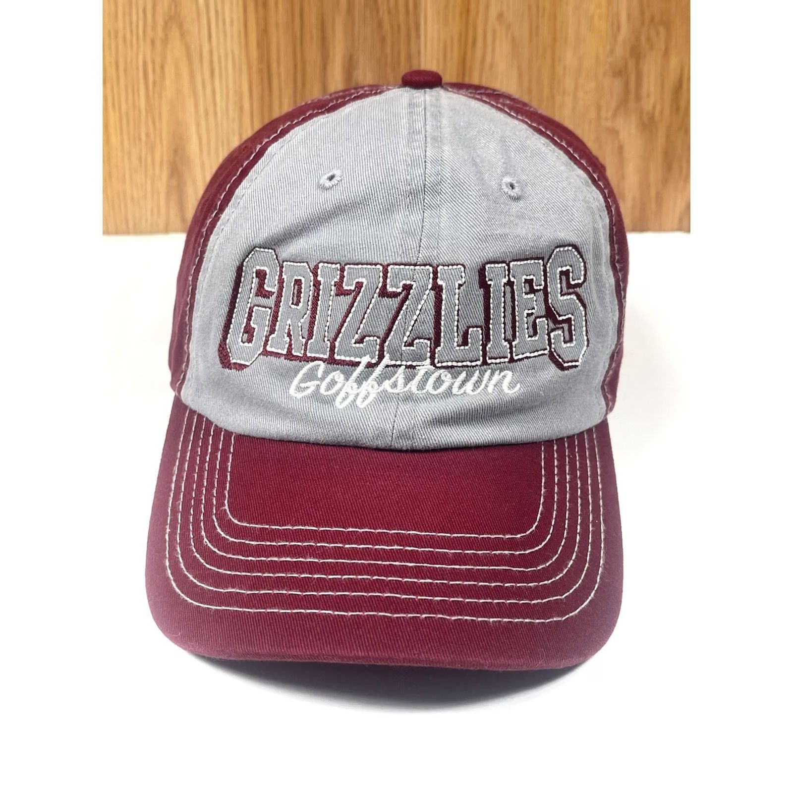 Vintage Goffstown Grizzlies Baseball Hat Cap Maroon Gray Adjustable StrapBack Men Baseball Cap Mens Size ONE SIZE - 2 Thumbnail