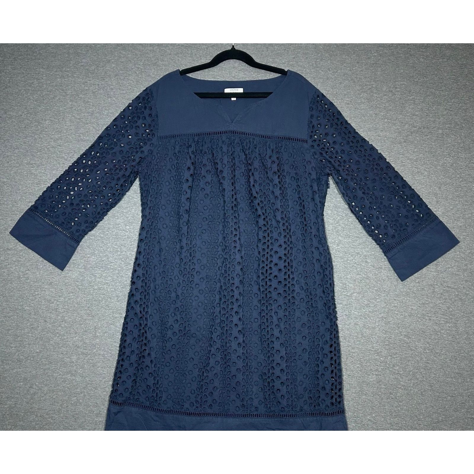 Other Crown & Ivy | Navy Blue Burnout Eyelets Mini Dress | 8P Size M / US 6-8 / IT 42-44 - 1 Thumbnail