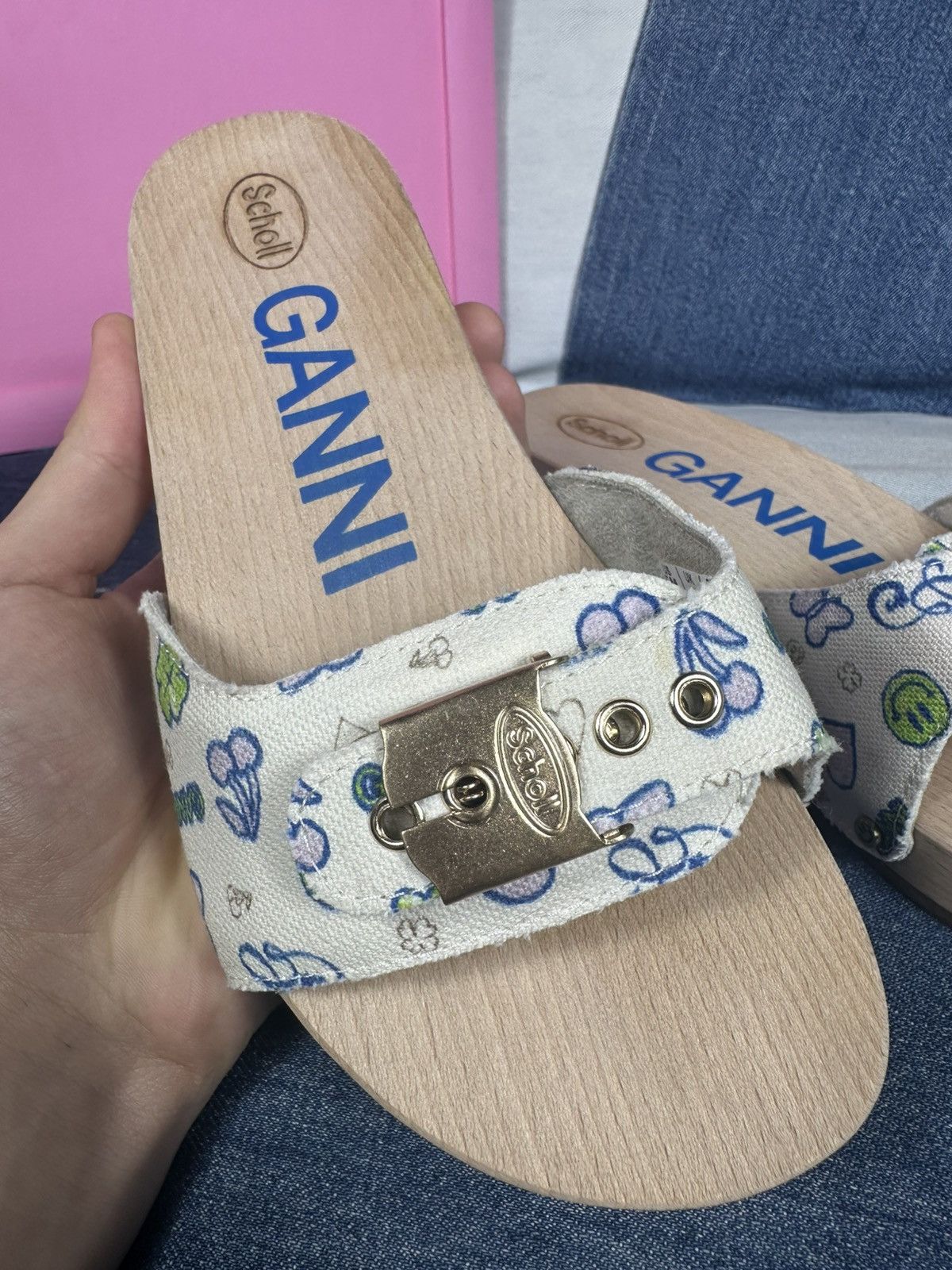 Ganni Ganni x DR. Scholl's Clog Slides Wooden Platform Sandals Size US 5 / IT 35 - 12 Thumbnail