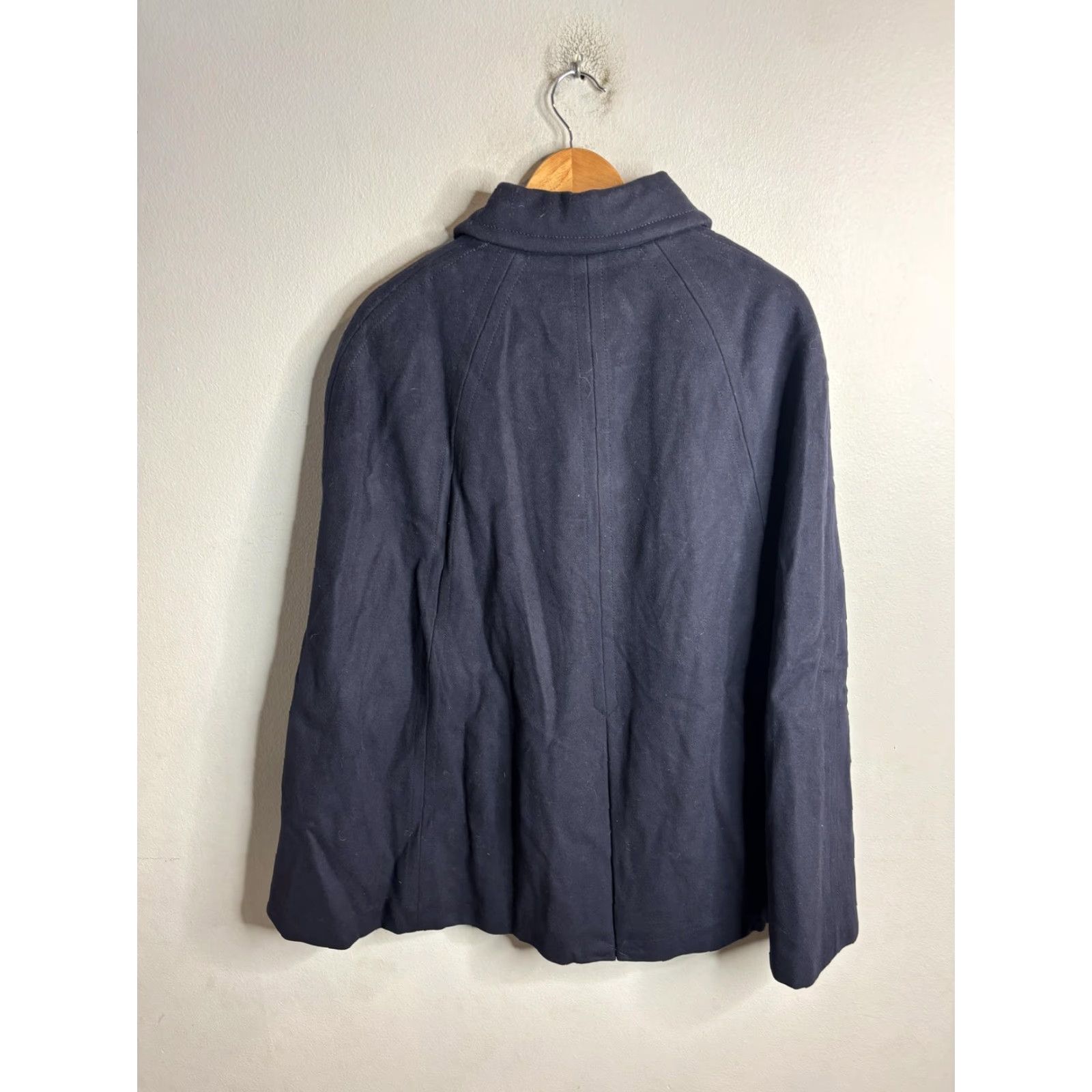 J.Crew J.Crew Cape Coat Womens M Blue Wool Button Front Collared Lined Pockets Jacket/Coat Mid-Length Sleeveless Vintage No Size M / US 6-8 / IT 42-44 - 5 Thumbnail