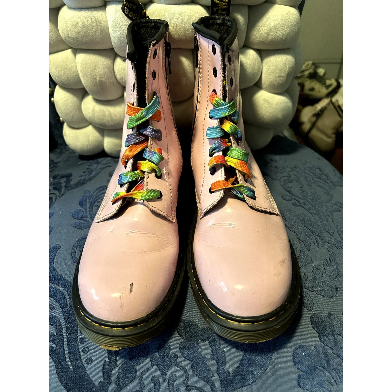 Dr. Martens Dr Martens Pink Patent Leather Rainbow Laces size 7/EU 38 Size US 7 / IT 37 - 3 Thumbnail