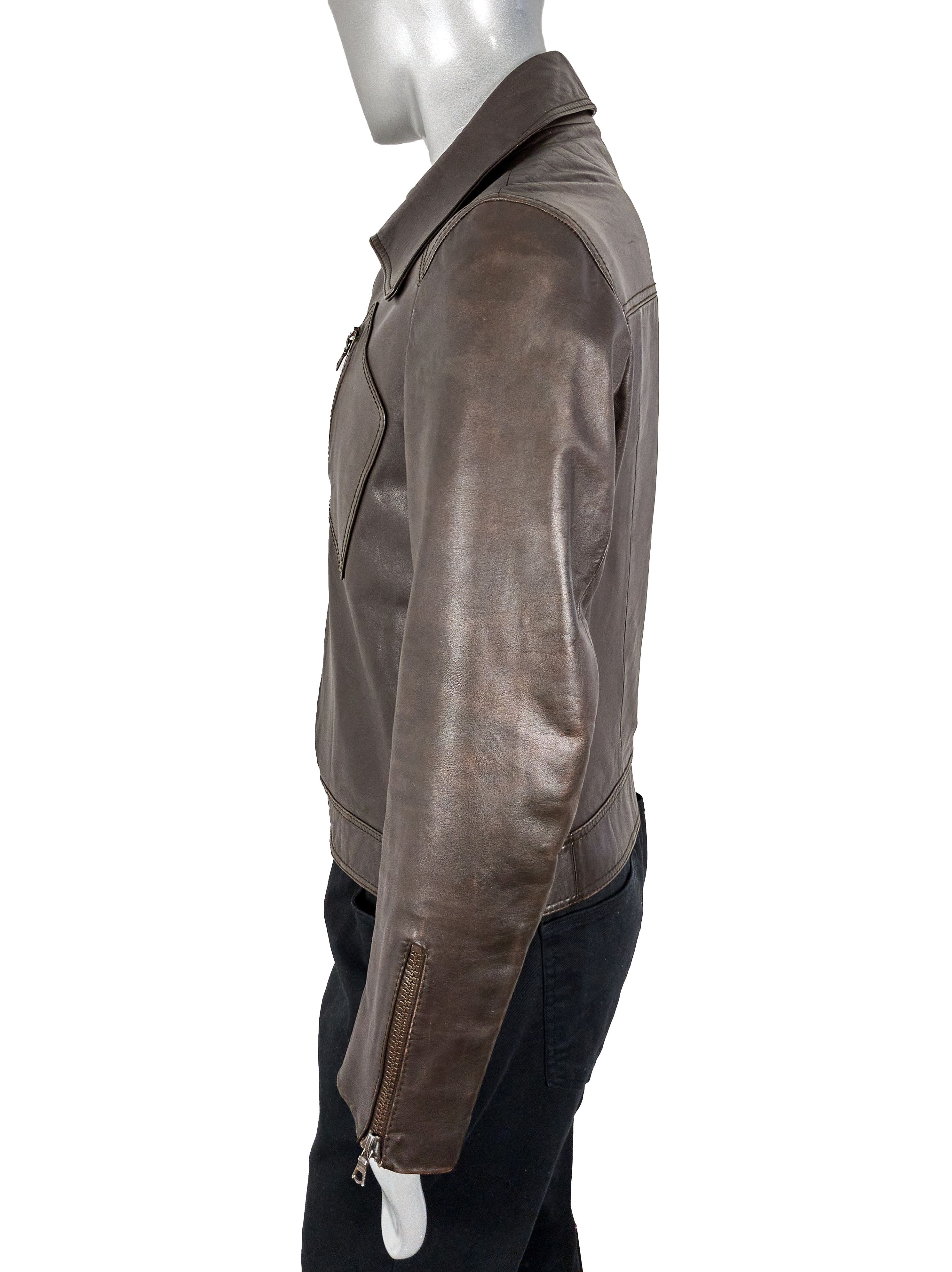 Other Vintage 90s Italian brown leather biker jacket Size US S / EU 44-46 / 1 - 8 Thumbnail
