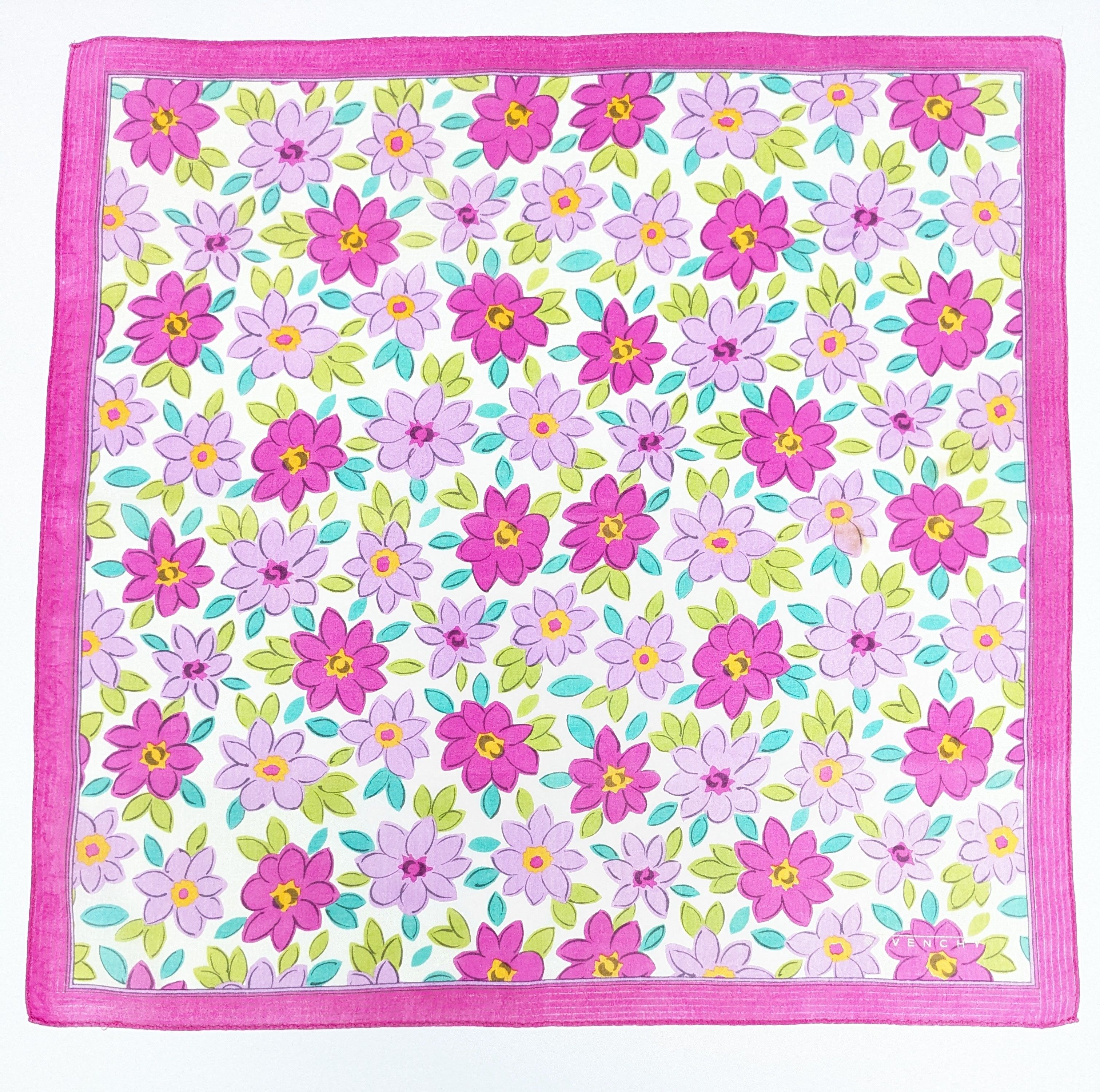 Givenchy Vintage GIVENCHY Handkerchief Floral Print Magenta Lavender Size ONE SIZE - 4 Thumbnail