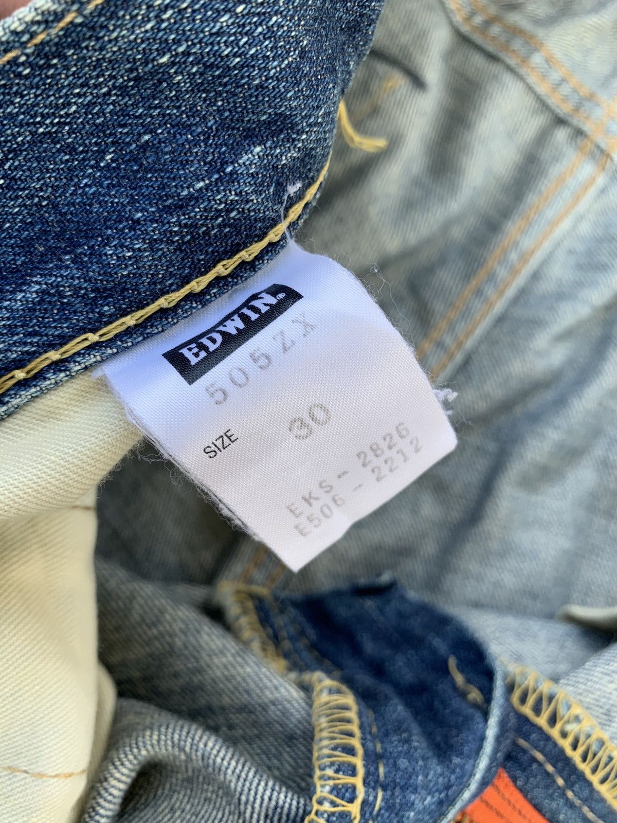 Edwin VINTAGE EDWIN505zx SELVEDGE BUCKLE BACK DISTRESSED DENIM Size US 33 - 17 Thumbnail