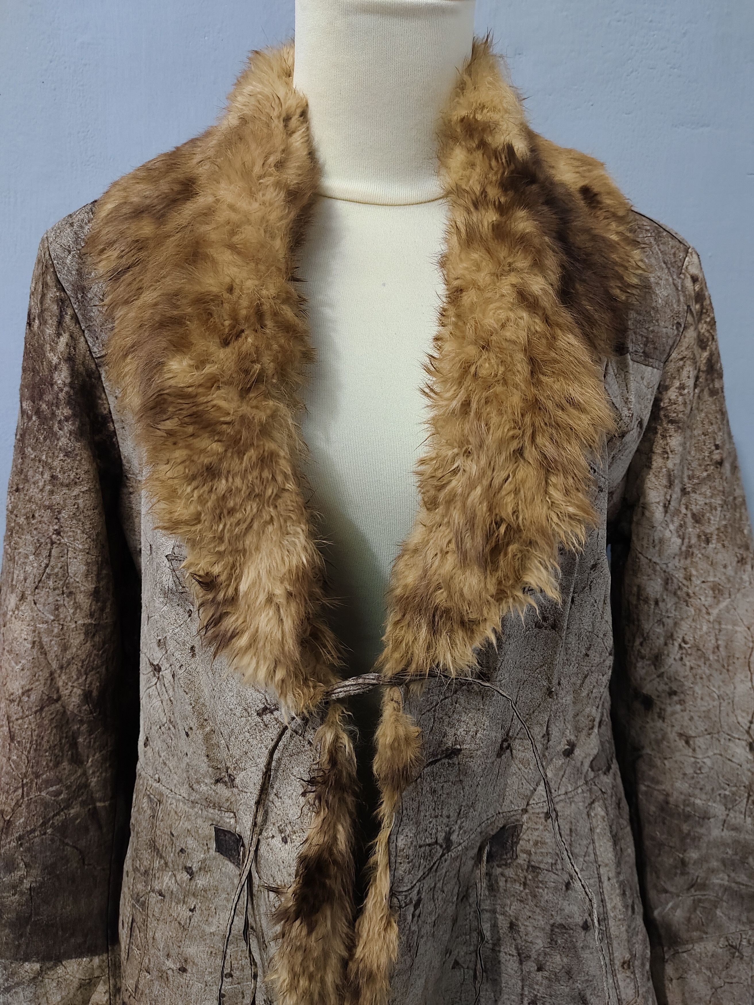 Vera Pelle 90s Black Horse🇮🇹 Heavy Distressed Leather Fur Collar Size XL / US 12-14 / IT 48-50 - 8 Thumbnail