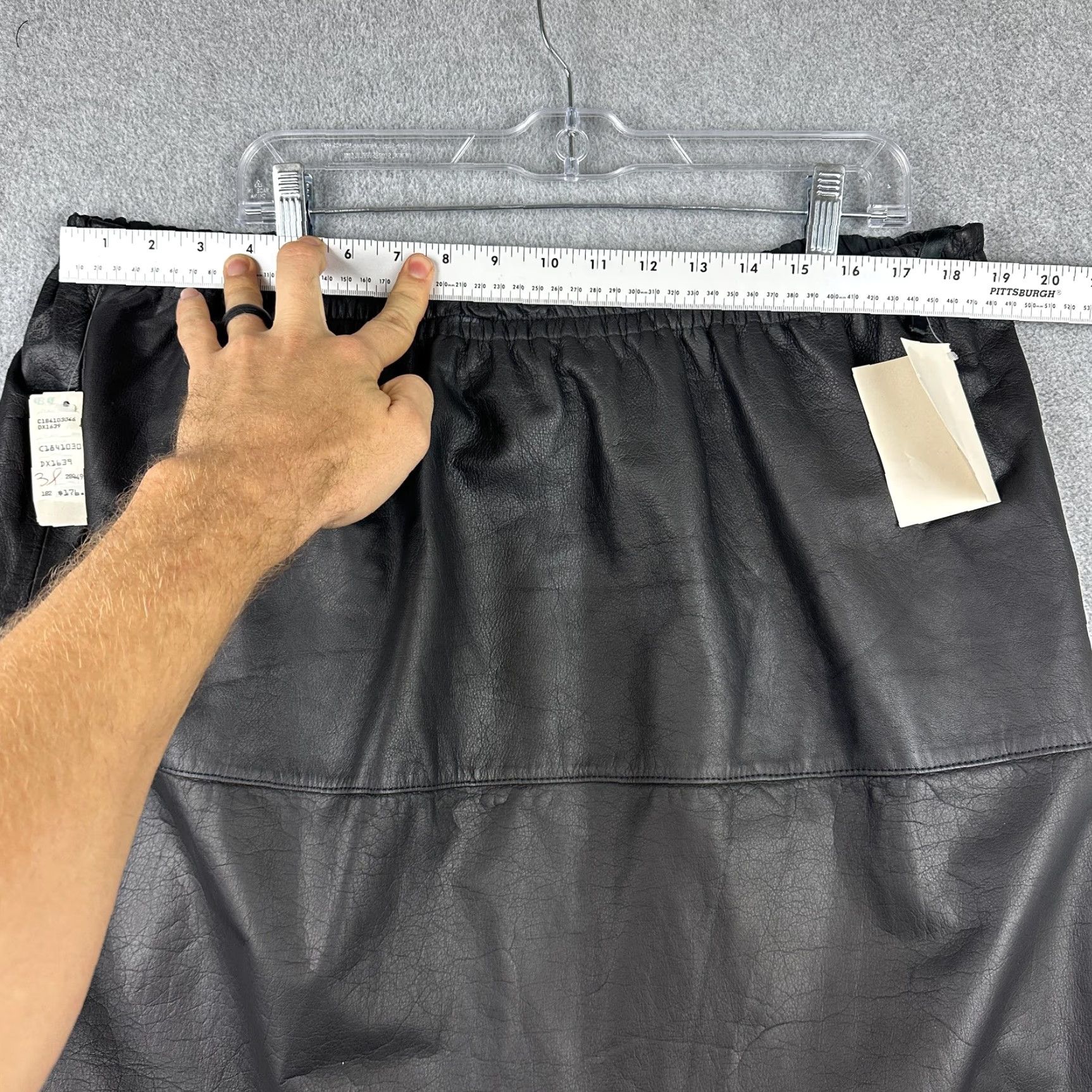Vintage VINTAGE Bonnie Boerer Plus Skirt Womens 3X Black Leather Elastic Waist Midi NWT 90s Slit Pencil Mens? Size 40" / US 18 - 6 Thumbnail