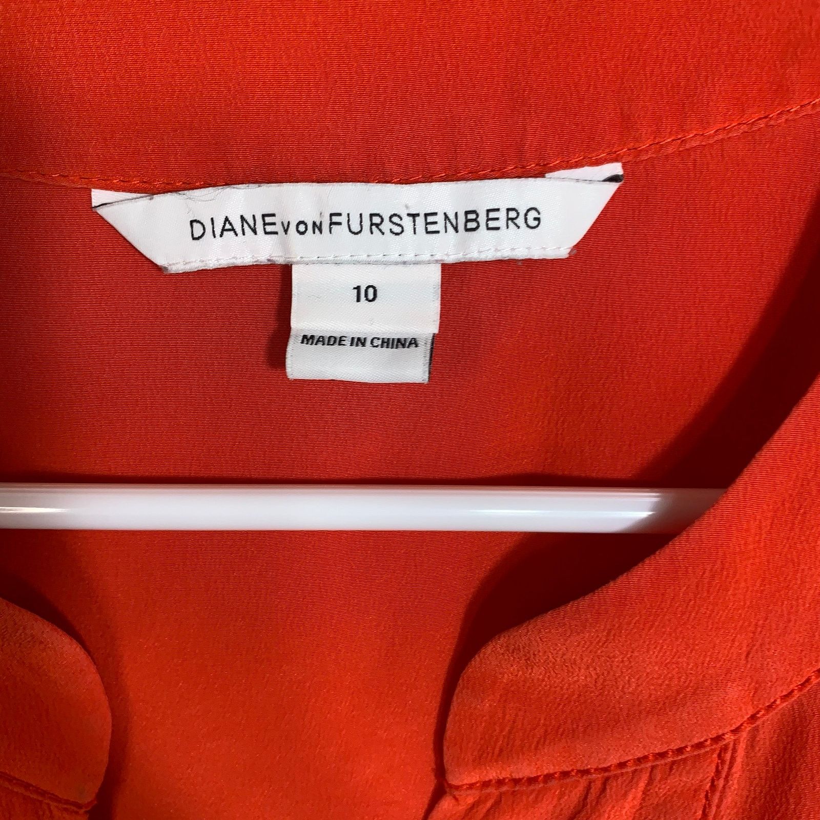 Diane von Furstenberg Diane von Furstenberg Orange Silk Long Sleeve Shirt Size 10 Size L / US 10 / IT 46 - 3 Thumbnail