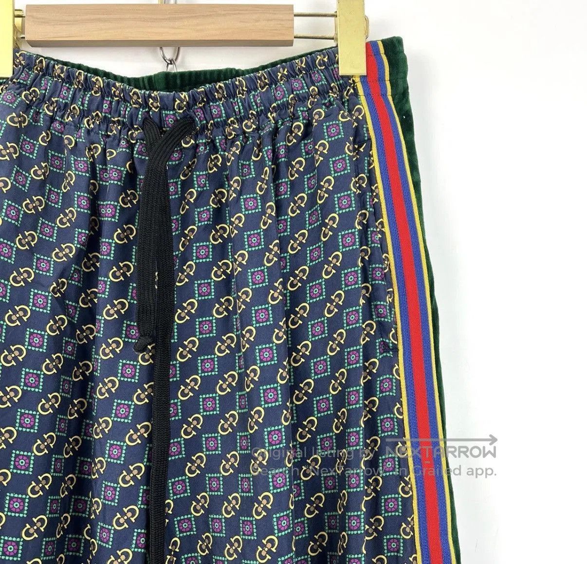 Gucci Blue Patterned Casual Pants with Striped Sides. Size US 34 / EU 50 - 3 Thumbnail