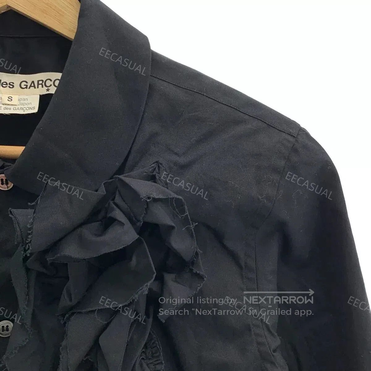 Comme des Garcons Black Cotton Frill Trim Women's Shirt. Size S / US 4 / IT 40 - 4 Thumbnail