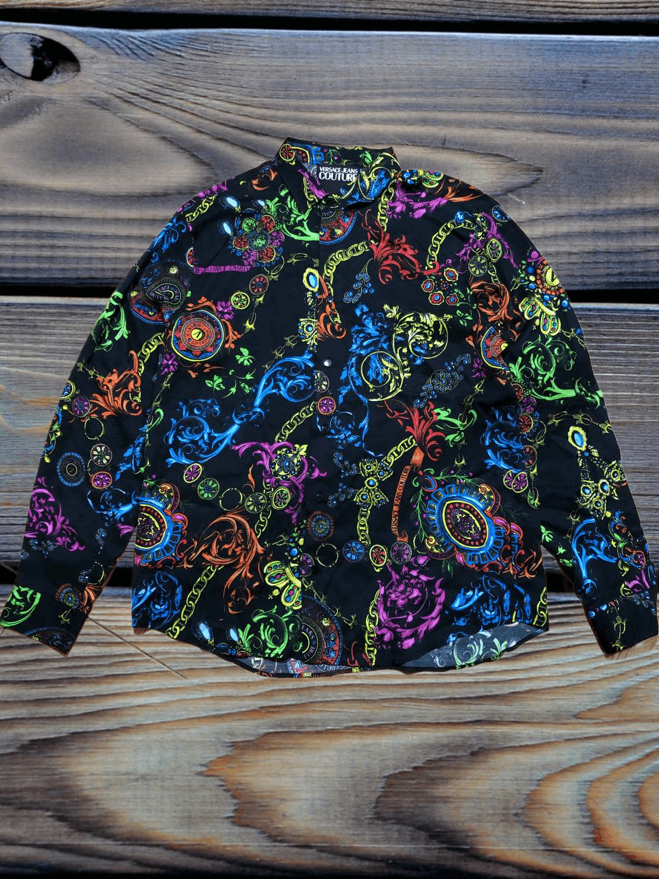 Versace Jeans Couture Versace Viscosa Mens Shirt multicolor Print Jewels Size US L / EU 52-54 / 3 - 1 Thumbnail