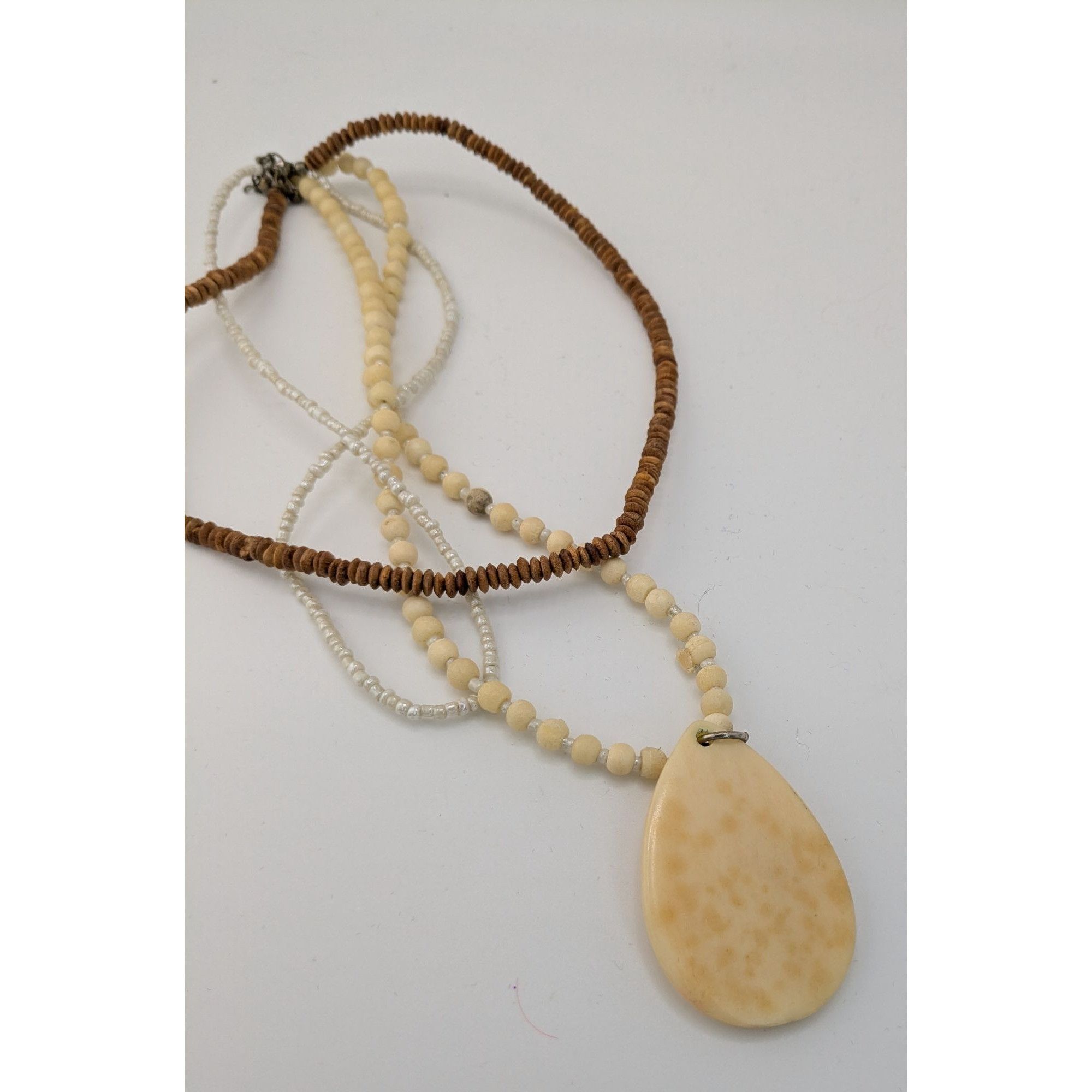 Other Vintage Boho Multi-Strand Necklace With Cream & Brown Beads Size ONE SIZE - 8 Thumbnail
