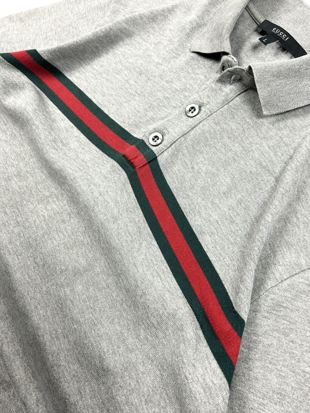 Gucci Vintage Gucci Grey Polo Shirt Women's Red Green Stripe L Size L / US 10 / IT 46 - 8 Thumbnail
