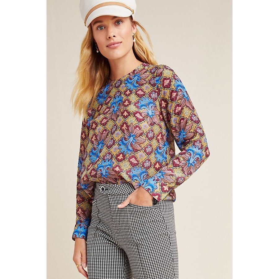 Anthropologie New Anthropologie Selene Geometric Blouse by TANVI KEDIA 6 Size M / US 6-8 / IT 42-44 - 4 Thumbnail