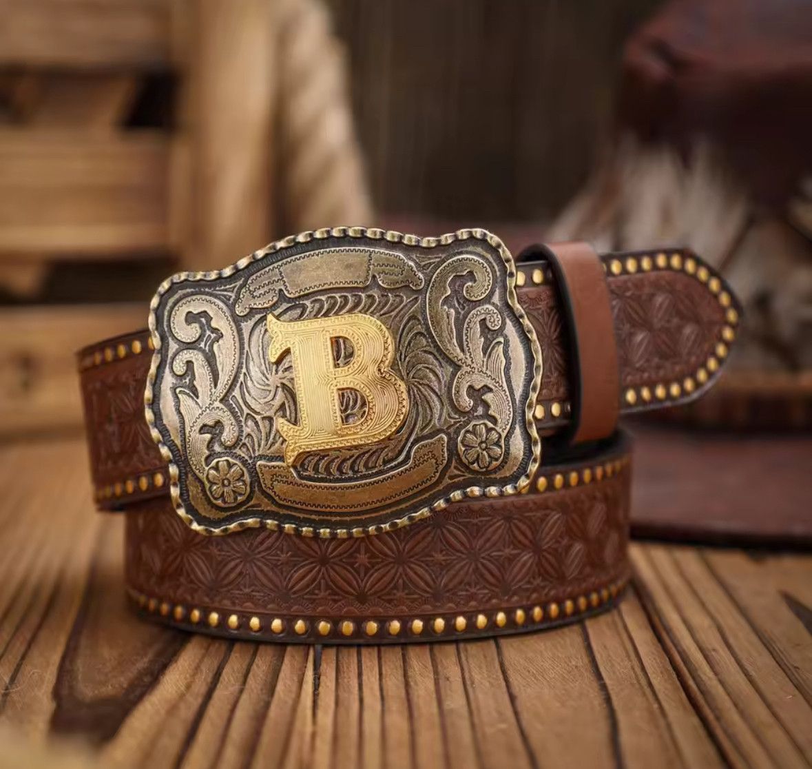 Other Unisex Trendy Western Retro PU Leather B Letter Buckle Belt Size 40 - 1 Thumbnail
