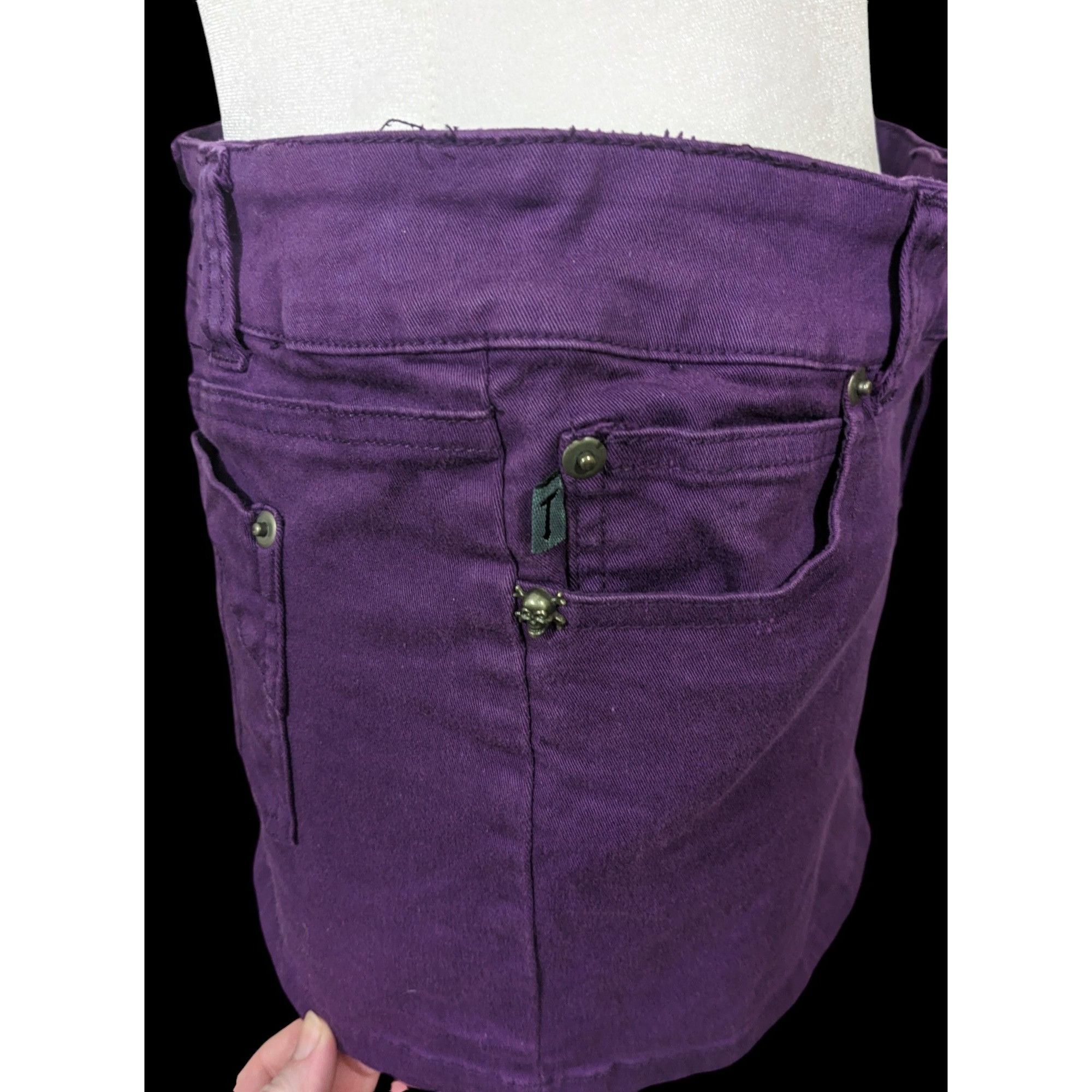 Tripp NYC Gothic Punk Tripp NYC Purple Denim Mini Skirt Size 31" - 4 Thumbnail